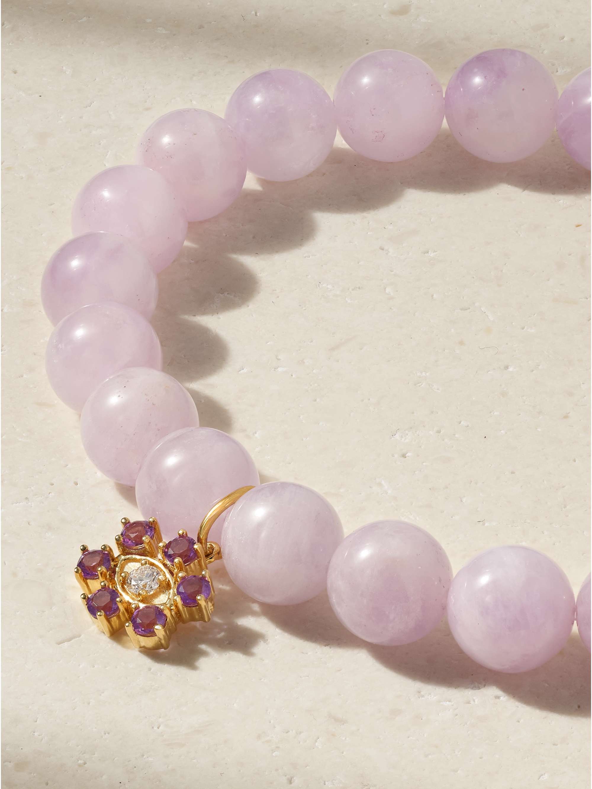SYDNEY EVAN Evil Eye 14-karat gold, amethyst and diamond bracelet