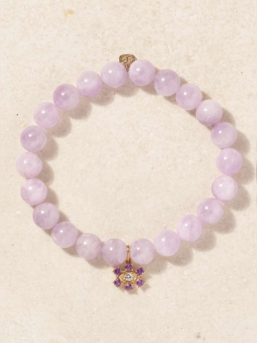 Sydney Evan Evil Eye 14-karat Gold, Amethyst And Diamond Bracelet