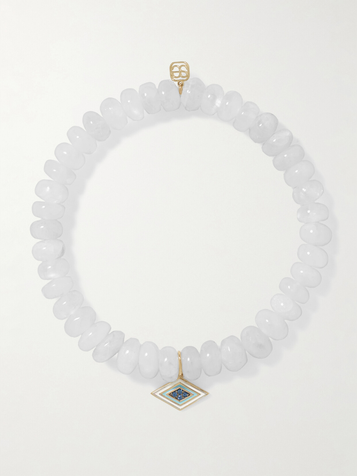 Sydney Evan 14-karat Gold, Enamel, Moonstone And Sapphire Bracelet