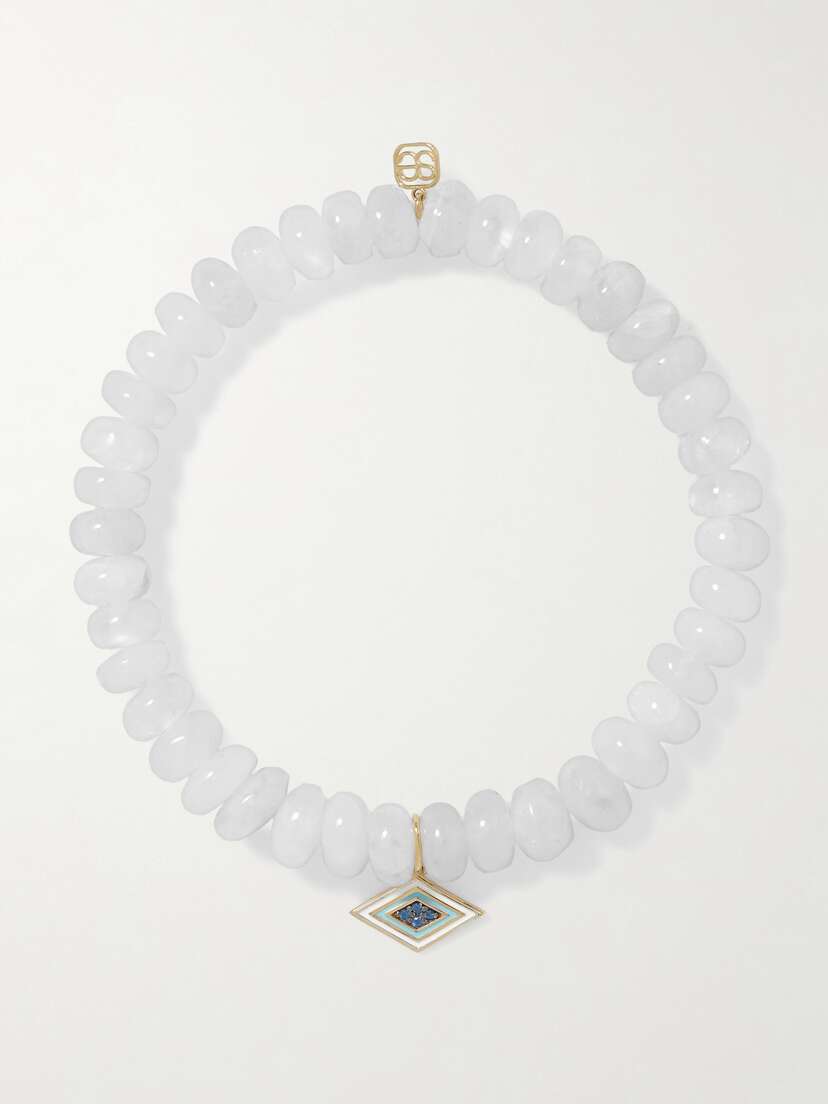 Sydney Evan 14-karat Gold, Enamel, Moonstone And Sapphire Bracelet