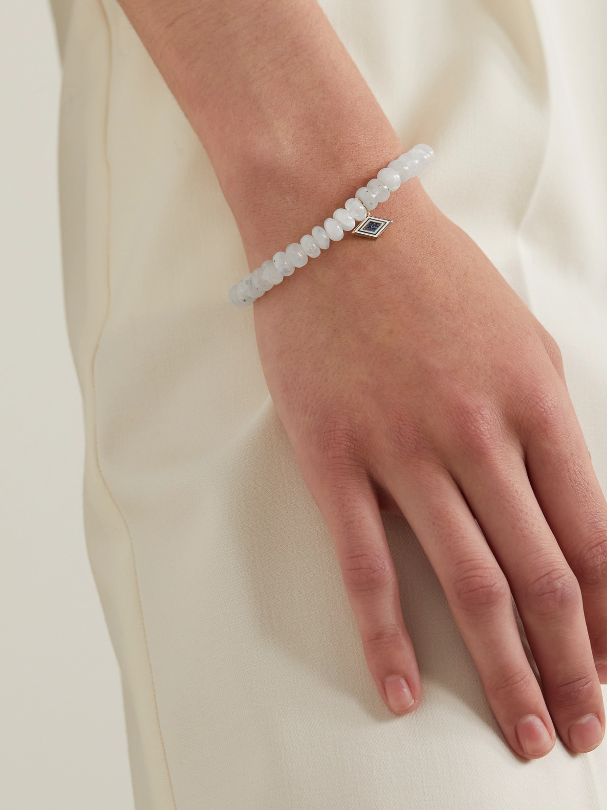 Sydney Evan 14-karat Gold, Enamel, Moonstone And Sapphire Bracelet In Gold