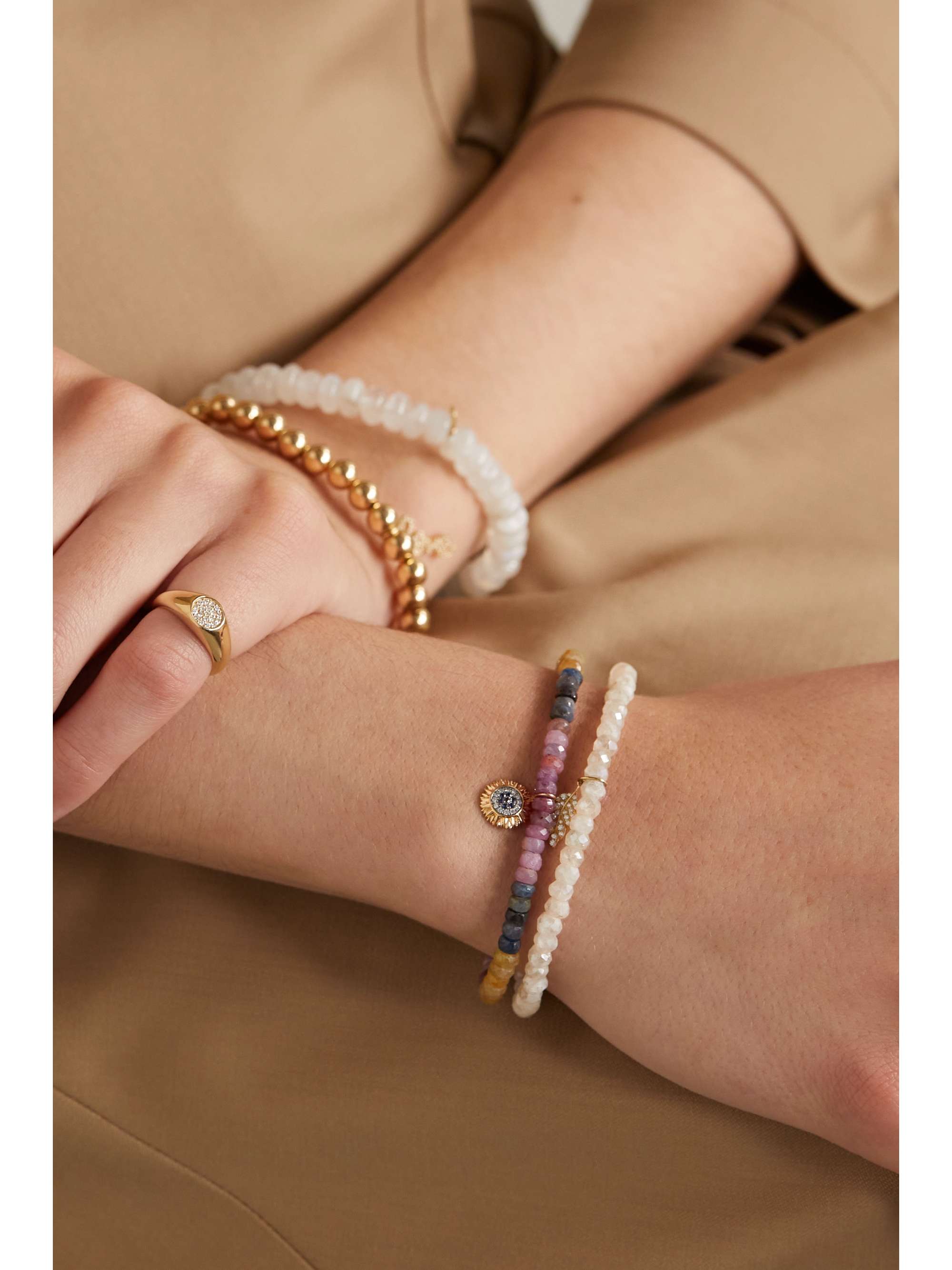 SYDNEY EVAN 14-karat gold, enamel, moonstone and sapphire bracelet