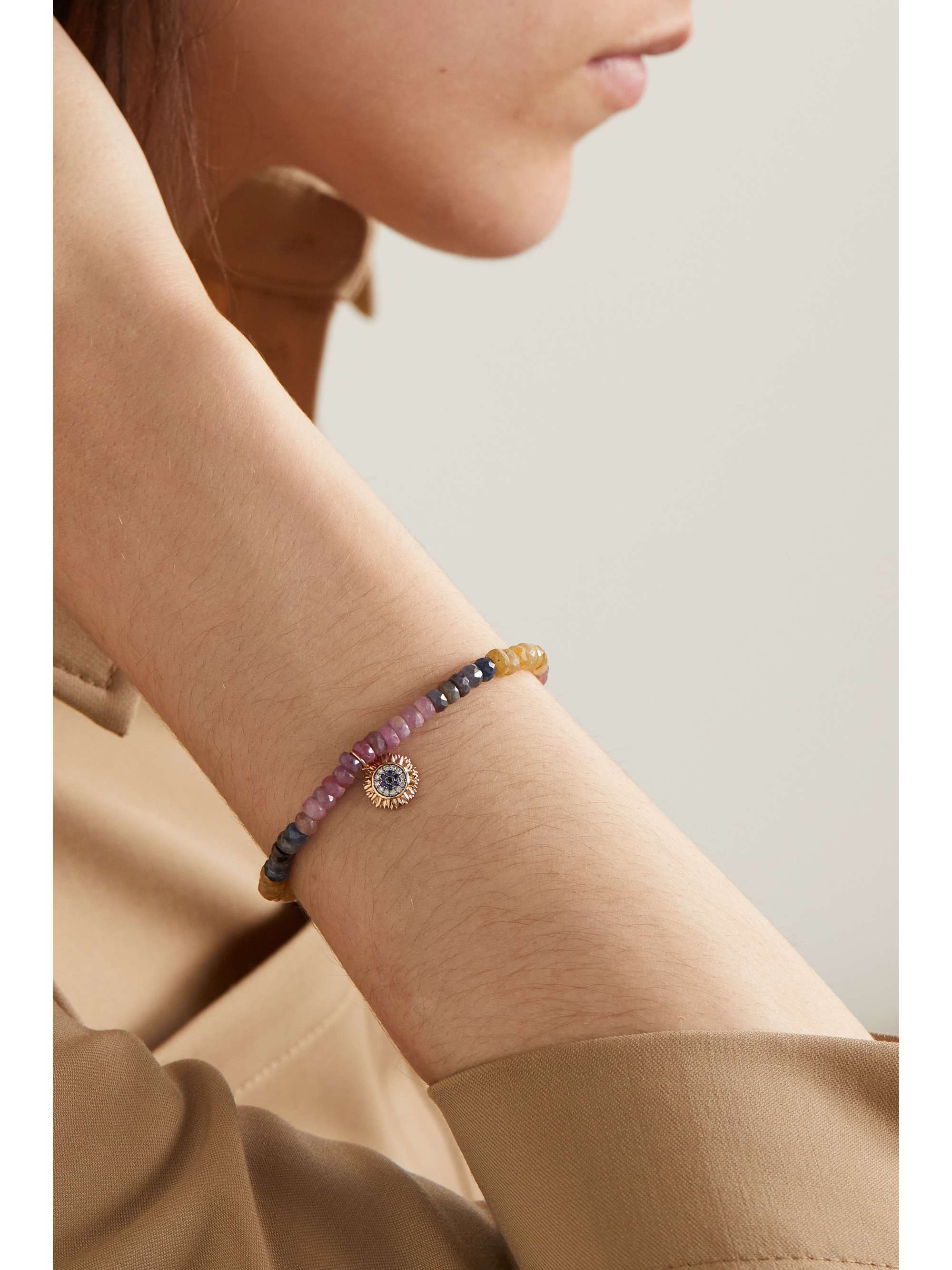 SYDNEY EVAN 14-karat gold, enamel, moonstone and sapphire bracelet