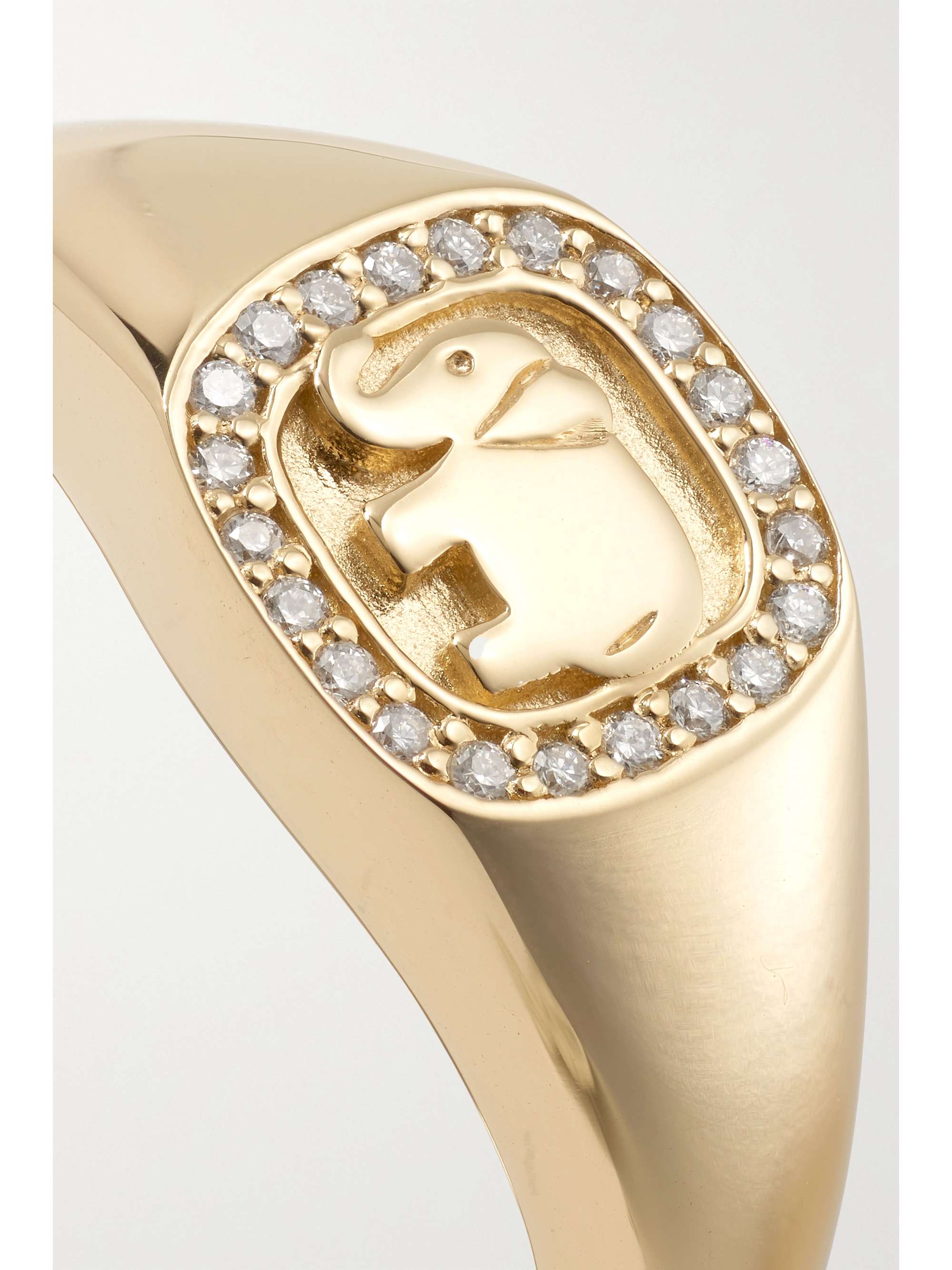 SYDNEY EVAN Elephant 14-karat gold diamond ring
