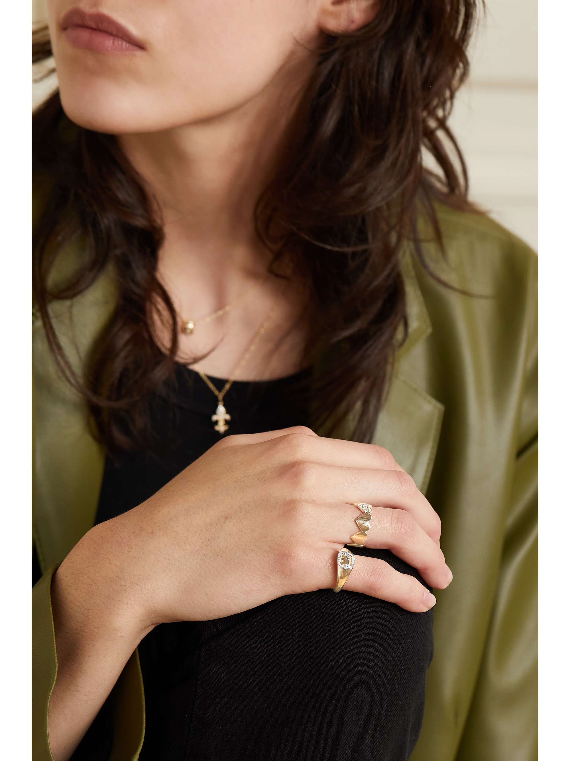 SYDNEY EVAN Elephant 14-karat gold diamond ring