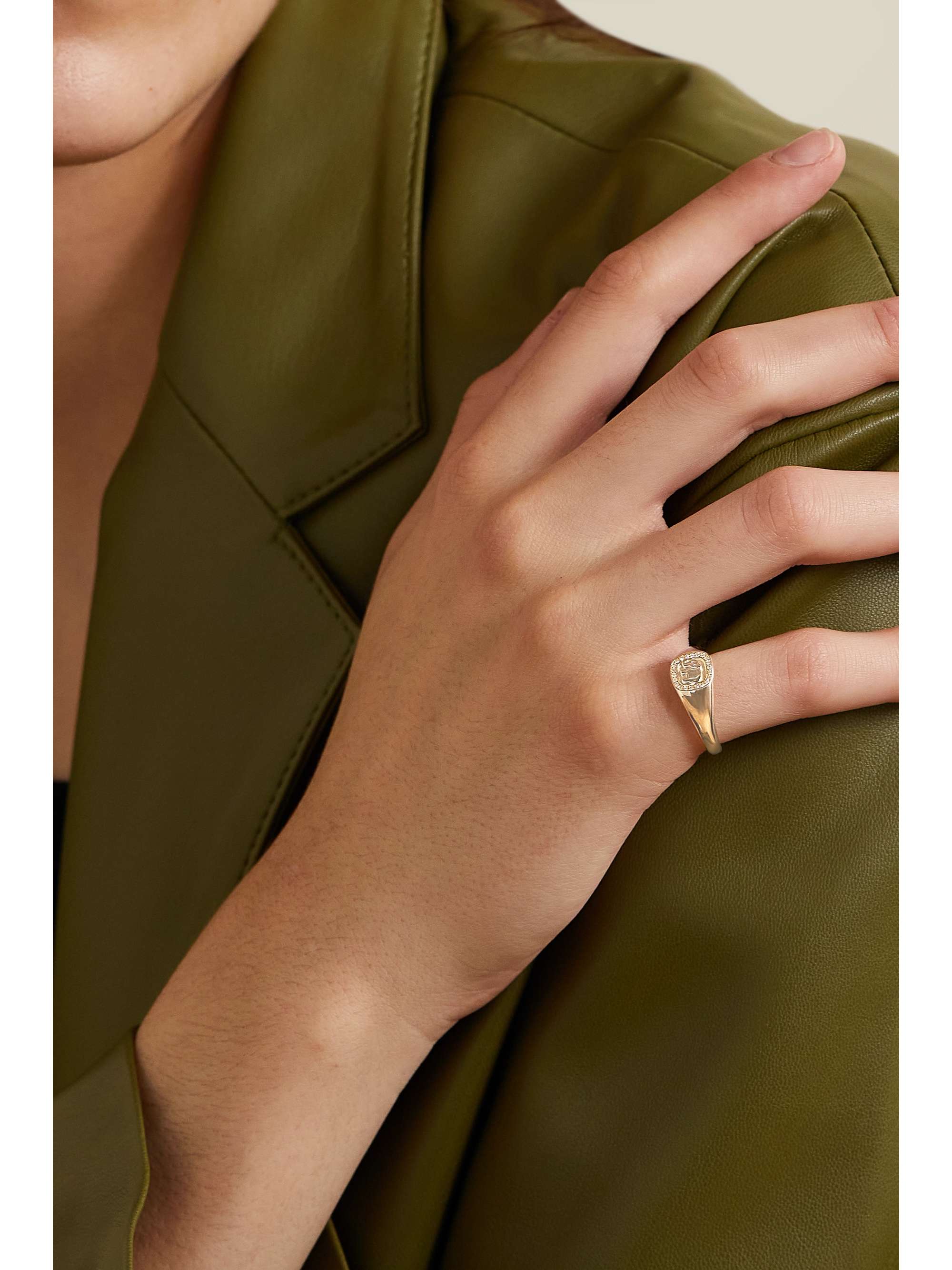 SYDNEY EVAN Elephant 14-karat gold diamond ring