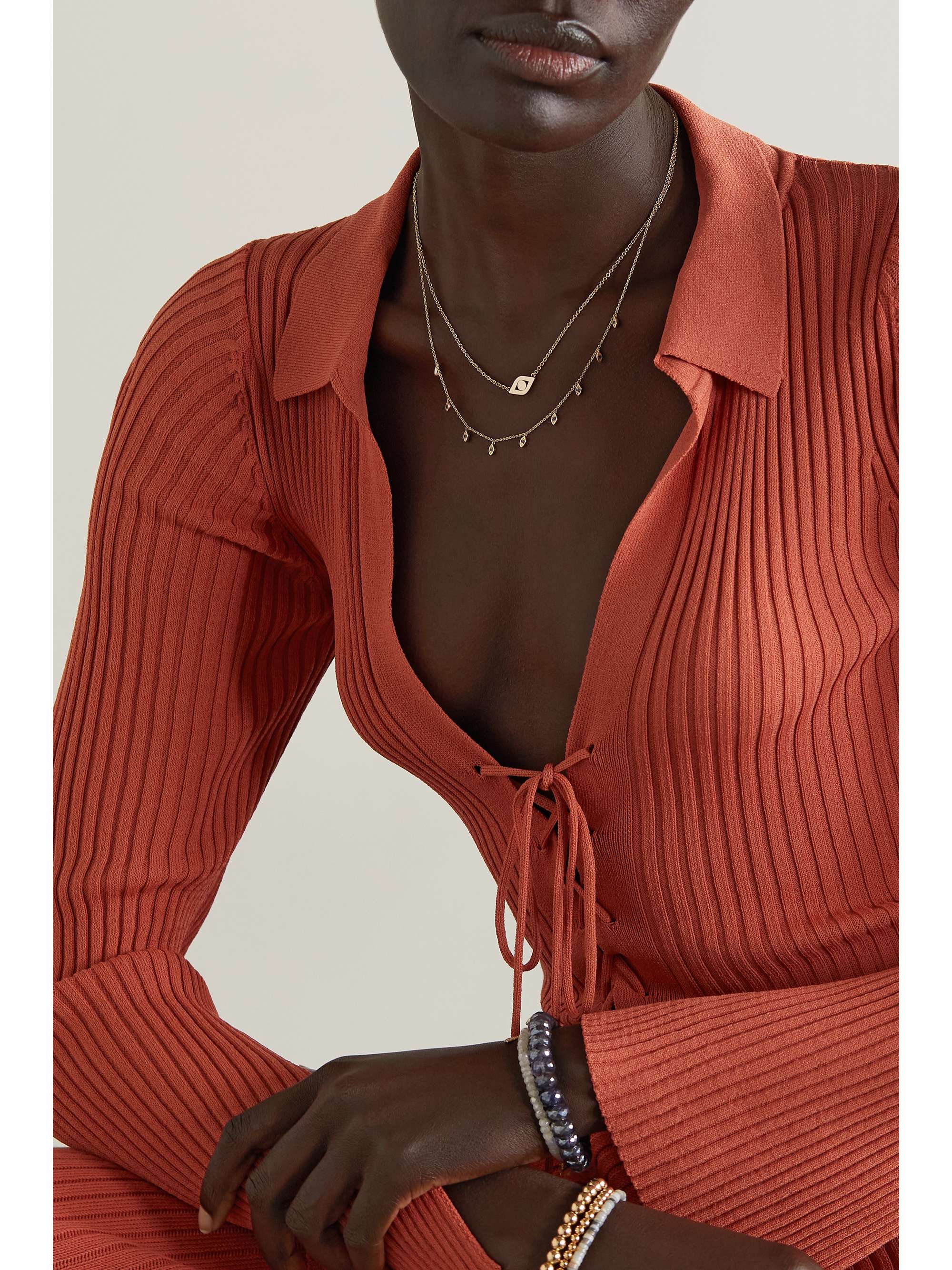 SYDNEY EVAN Fringe 14-karat gold sapphire necklace