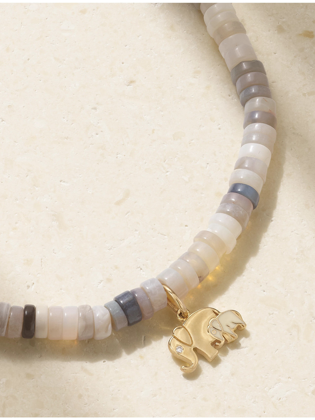 Sydney Evan Elephant Family 14-karat Gold, Enamel, Opal And Diamond Bracelet In Gold