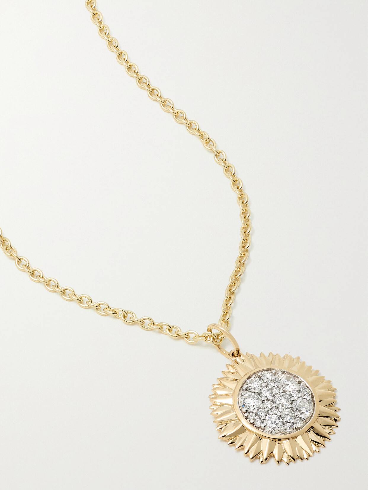 Sydney Evan - Large Sunflower 14-karat Gold Diamond Necklace - one size 22 Awaiting product image