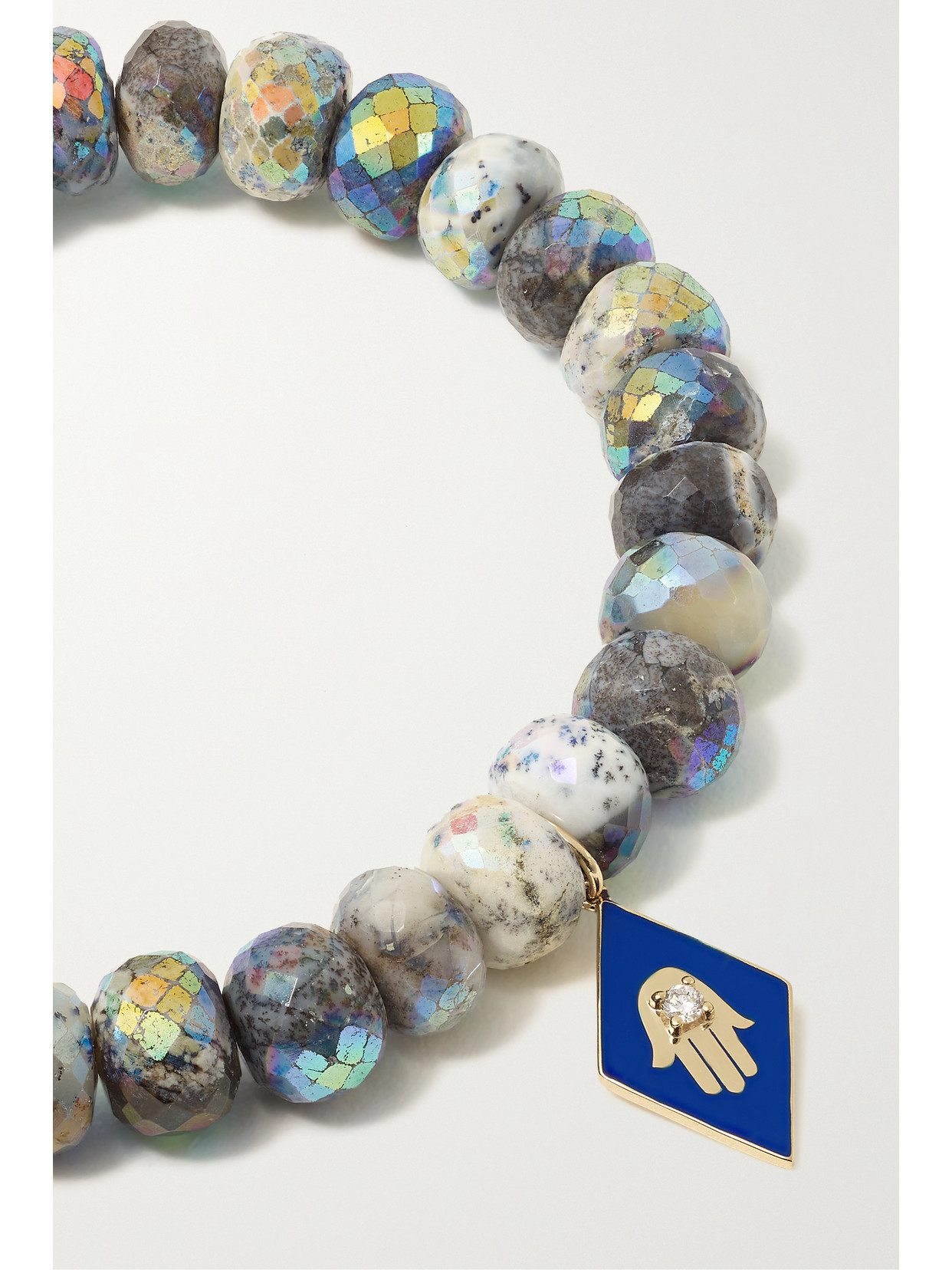 Shop Sydney Evan 14-karat Gold, Enamel, Opal And Diamond Bracelet