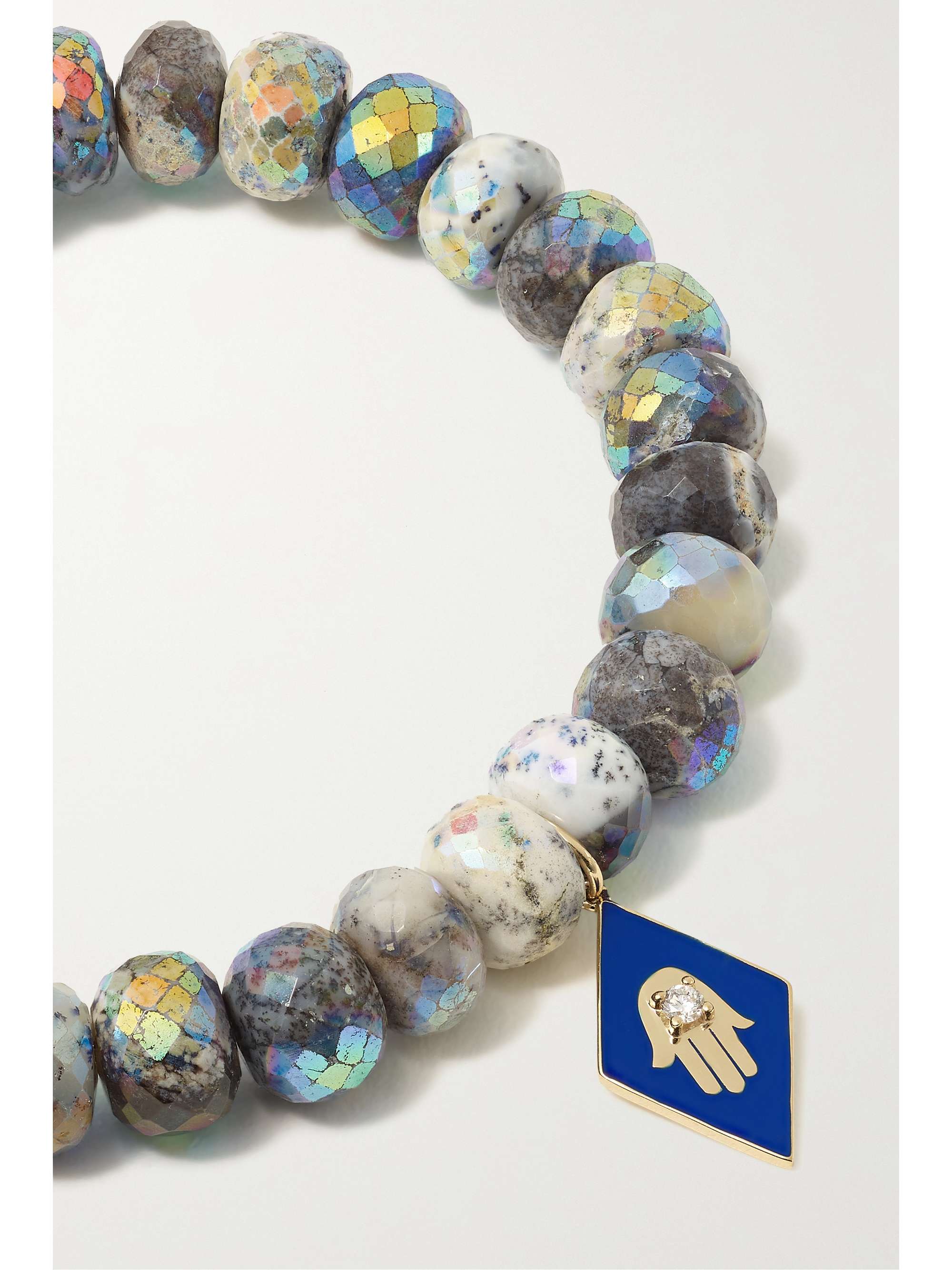 SYDNEY EVAN Groovy Eye 14-karat gold moonstone, enamel and diamond bracelet