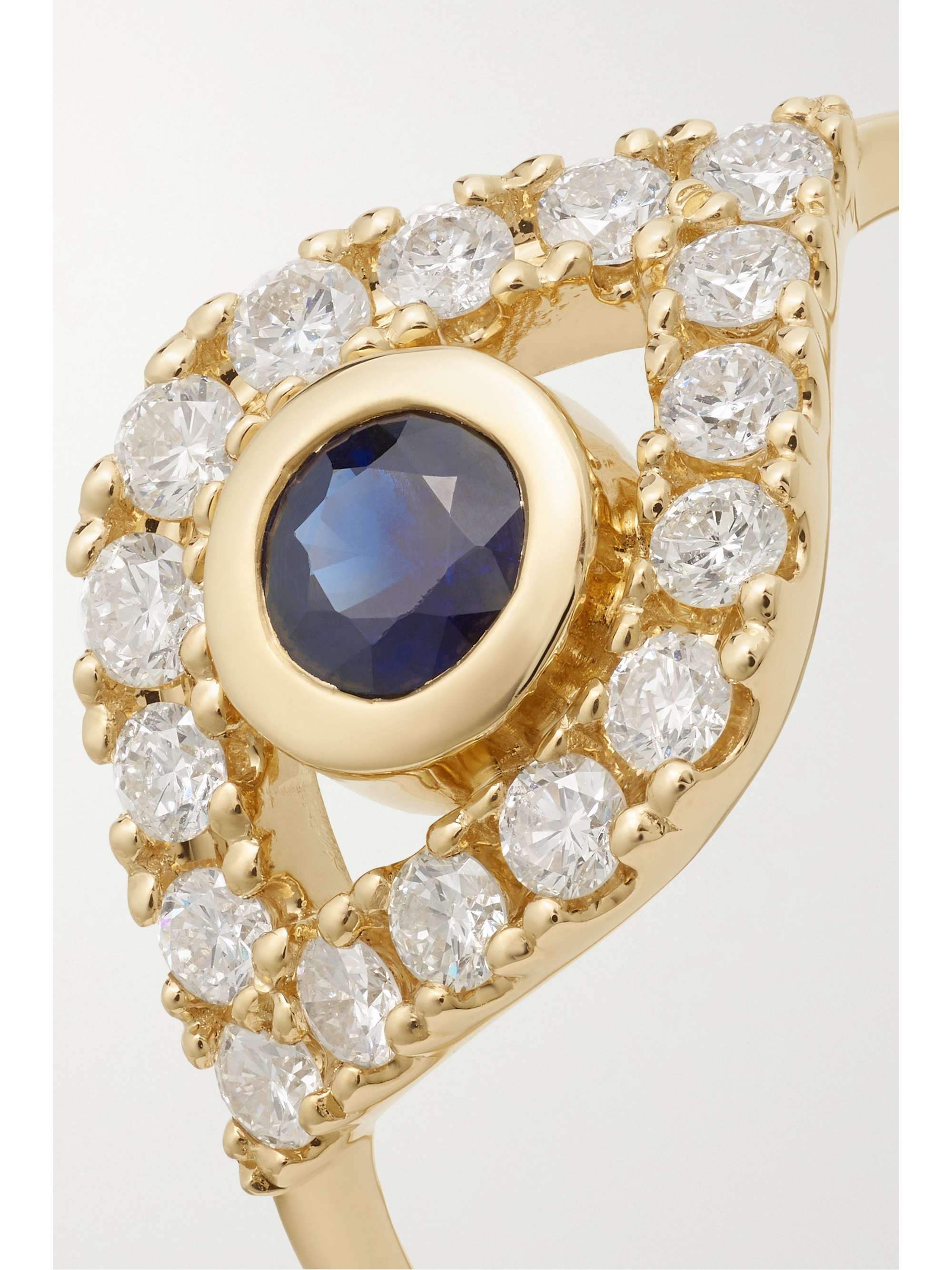 SYDNEY EVAN Large Evil Eye 14-karat gold, sapphire and diamond ring