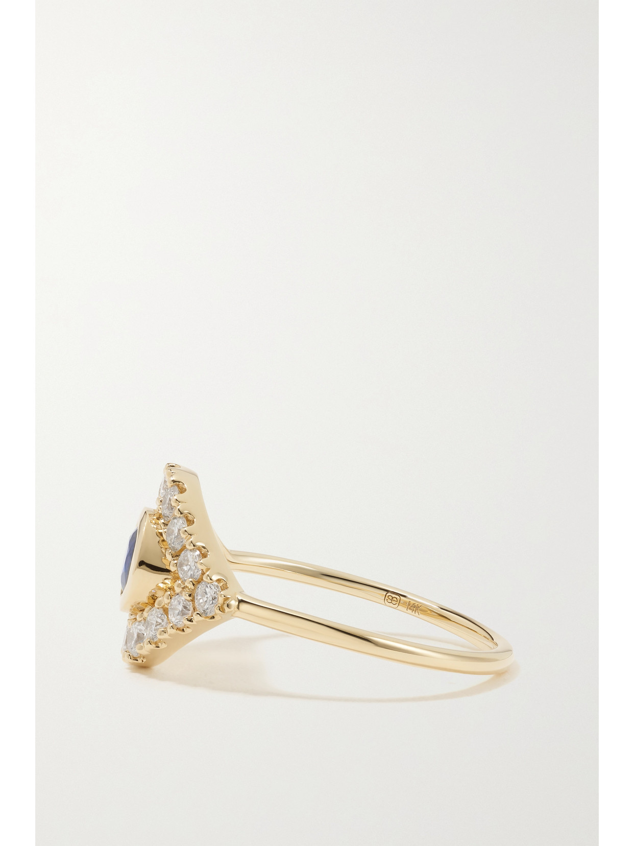 Sydney Evan Large Evil Eye 14-karat Gold, Sapphire And Diamond Ring In Gold