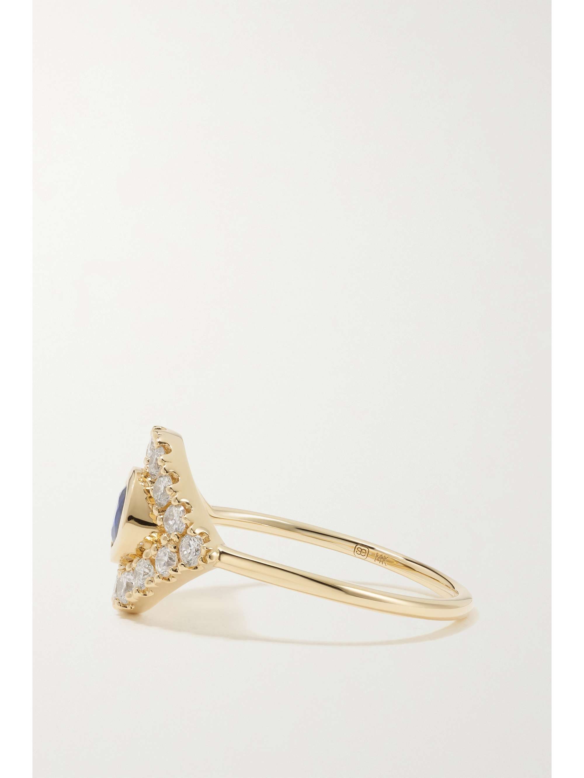 SYDNEY EVAN Large Evil Eye 14-karat gold, sapphire and diamond ring