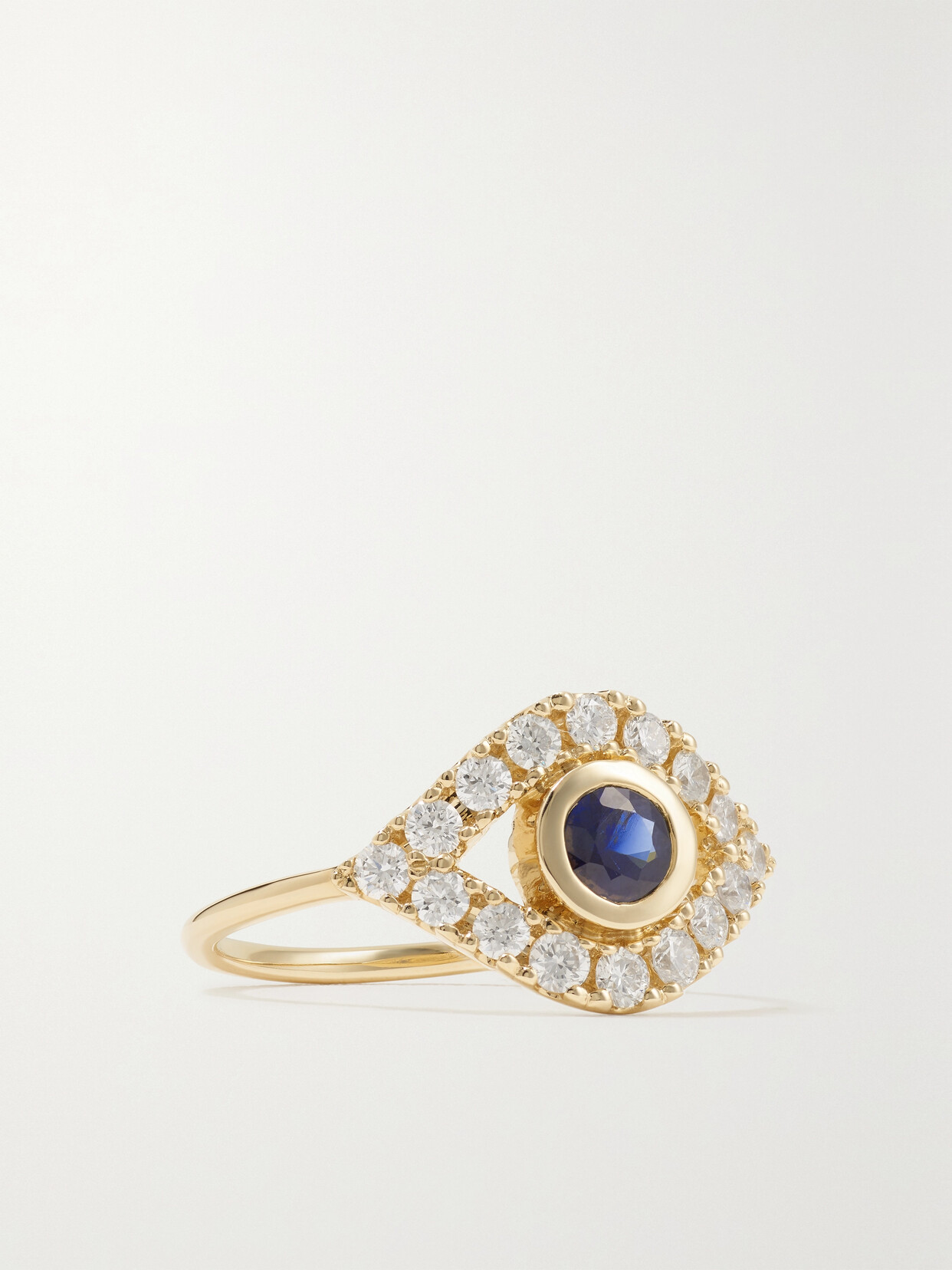 Sydney Evan Large Evil Eye 14-karat Gold, Sapphire And Diamond Ring