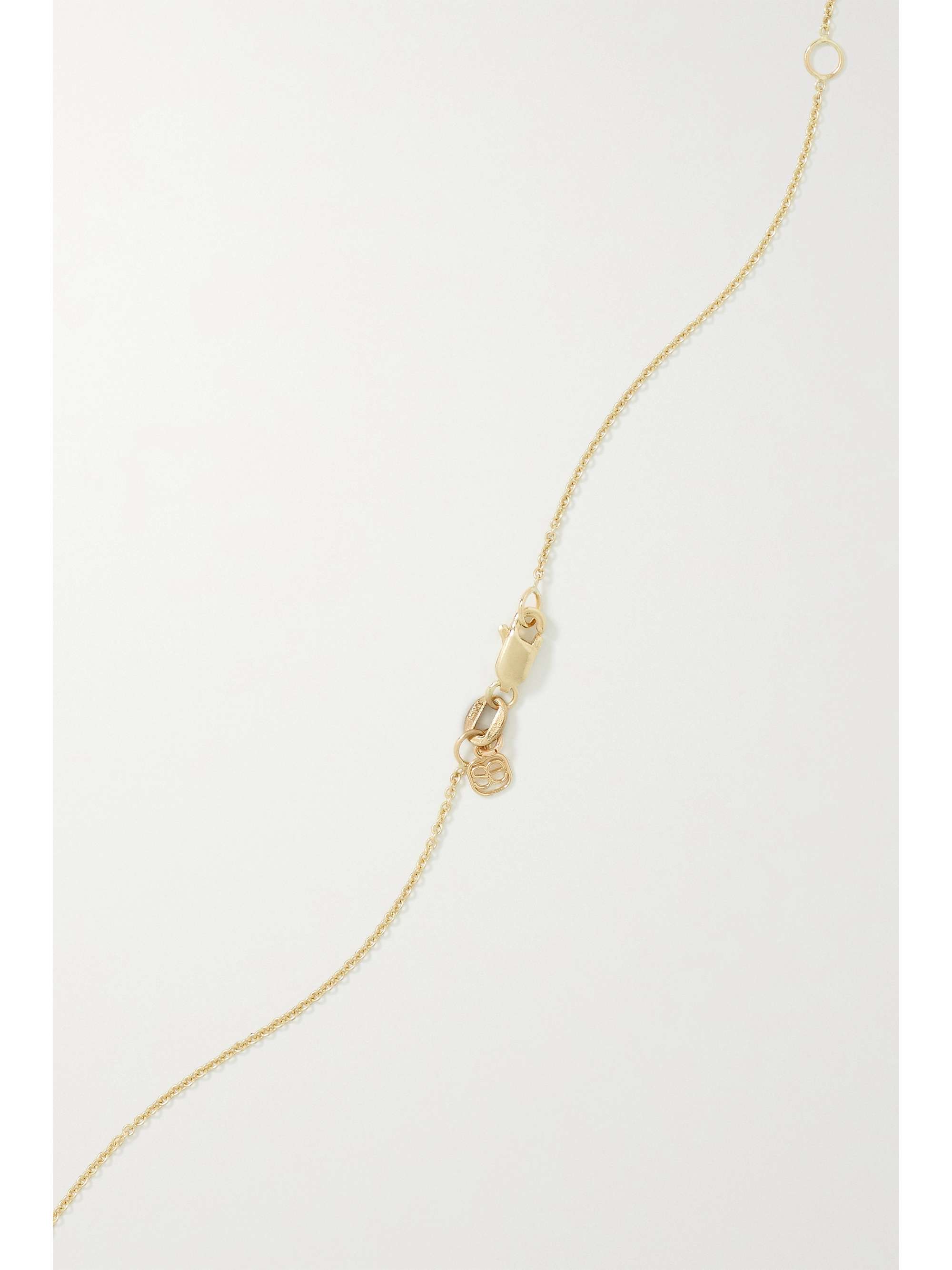 SYDNEY EVAN Tiny Hamsa 14-karat gold, enamel and diamond necklace