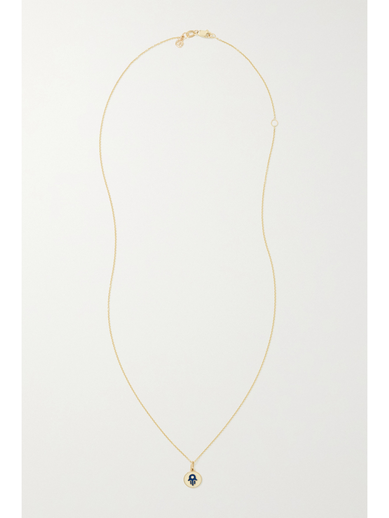 Sydney Evan Tiny Hamsa 14-karat Gold, Enamel And Diamond Necklace In Gold