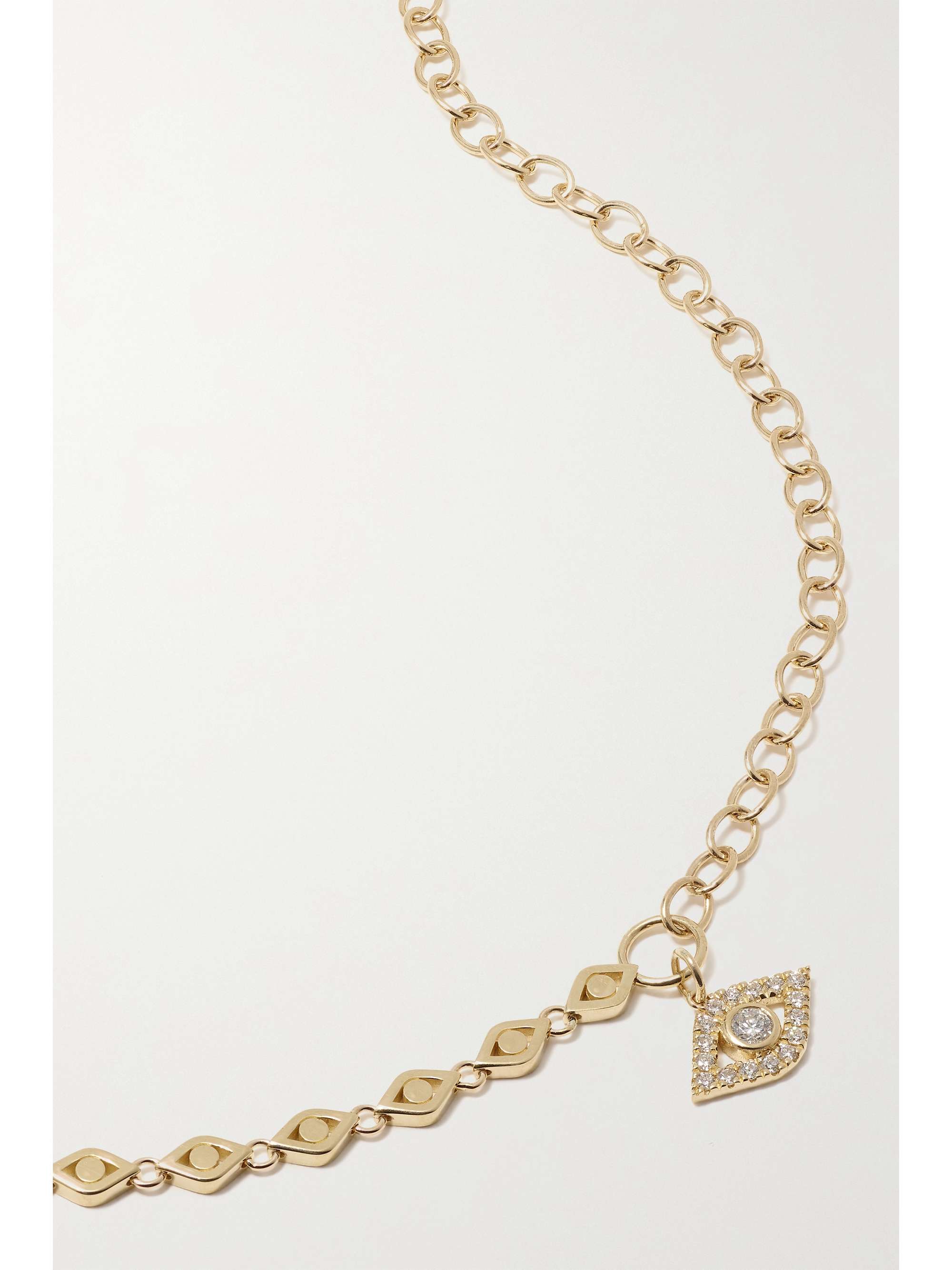 SYDNEY EVAN Evil Eye 14-karat gold diamond necklace