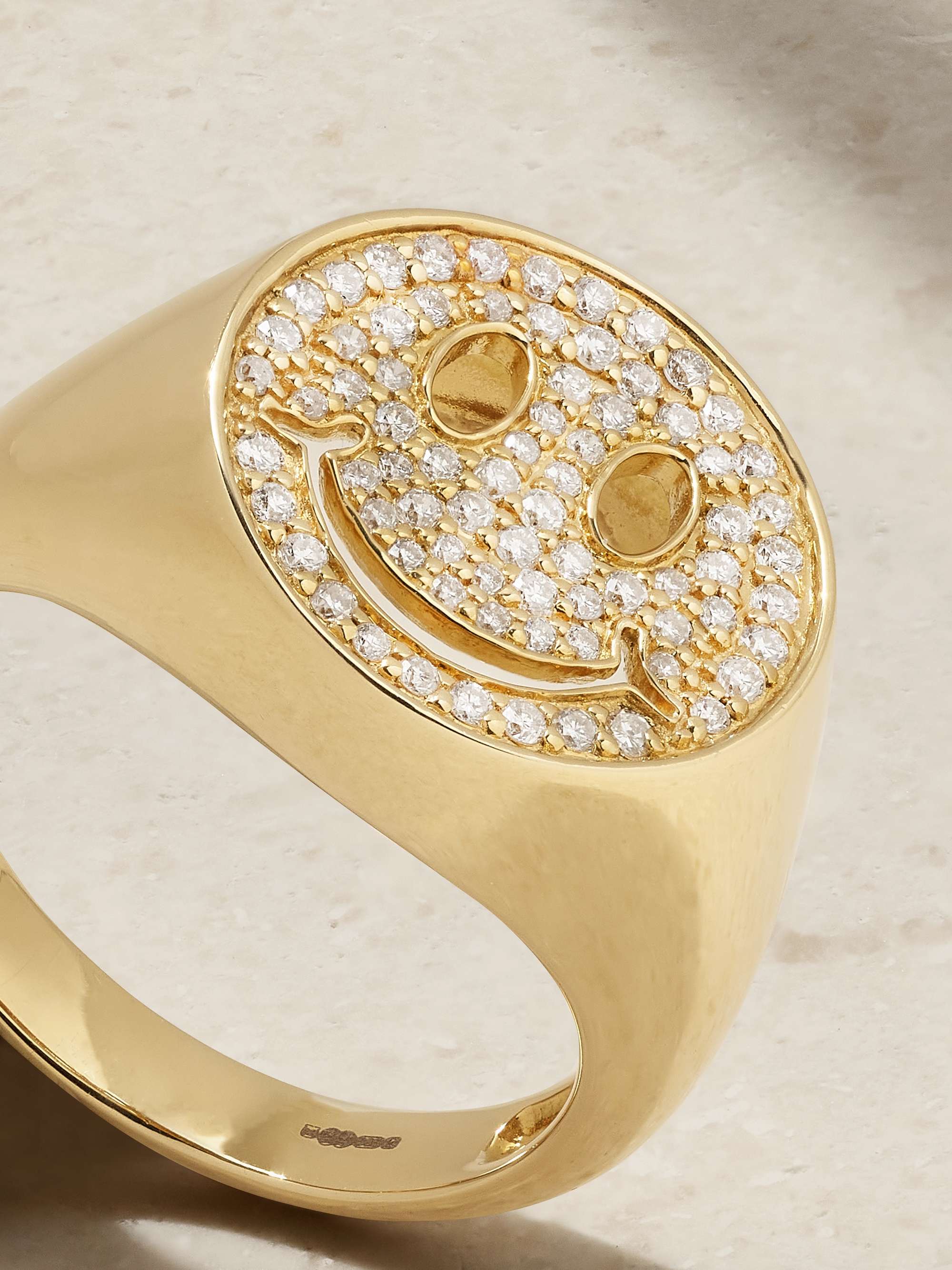 SYDNEY EVAN Happy Face Ring aus 14 Karat Gold mit Diamanten