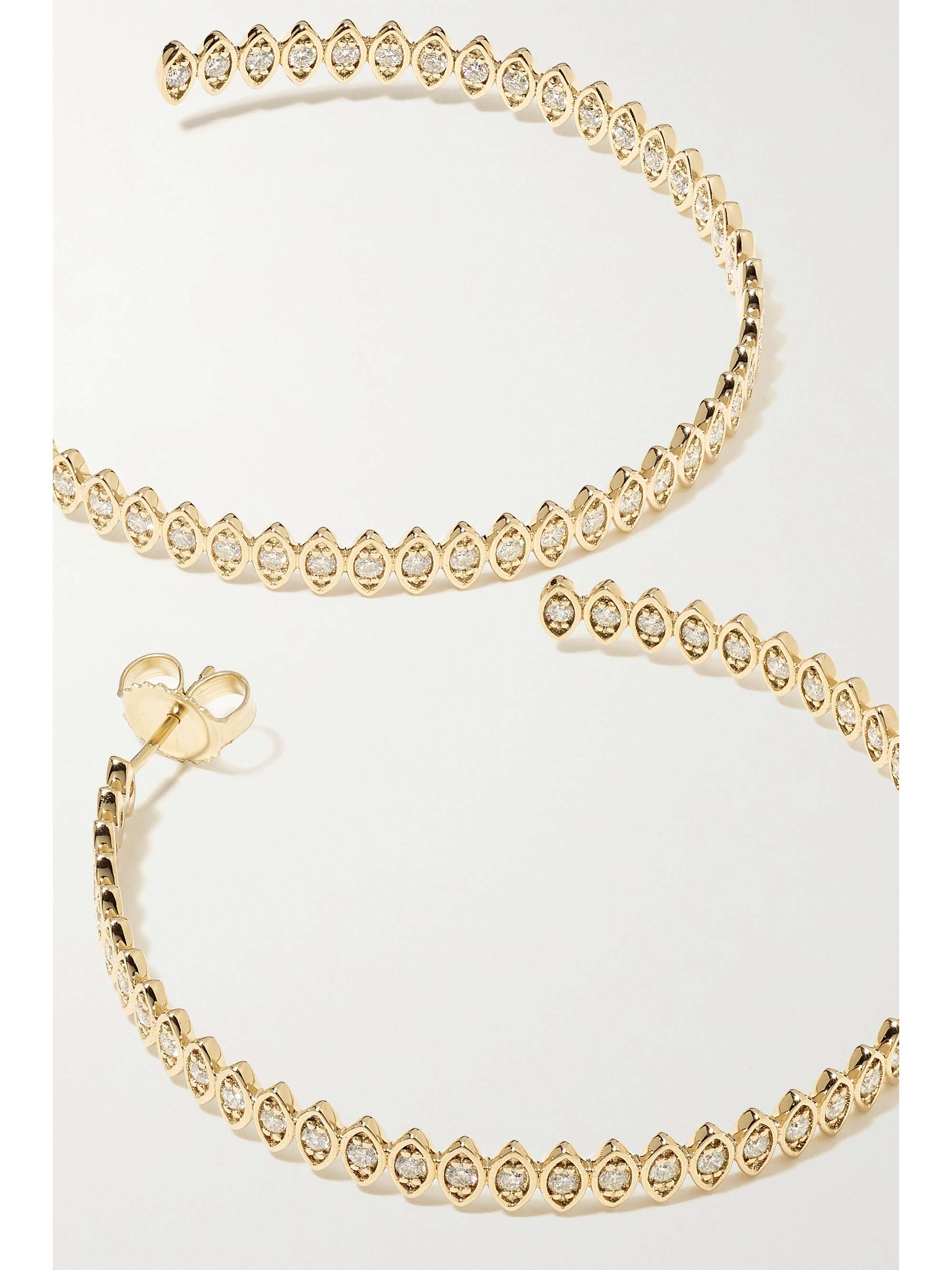 SYDNEY EVAN Large Evil Eye 14-karat gold diamond hoop earrings