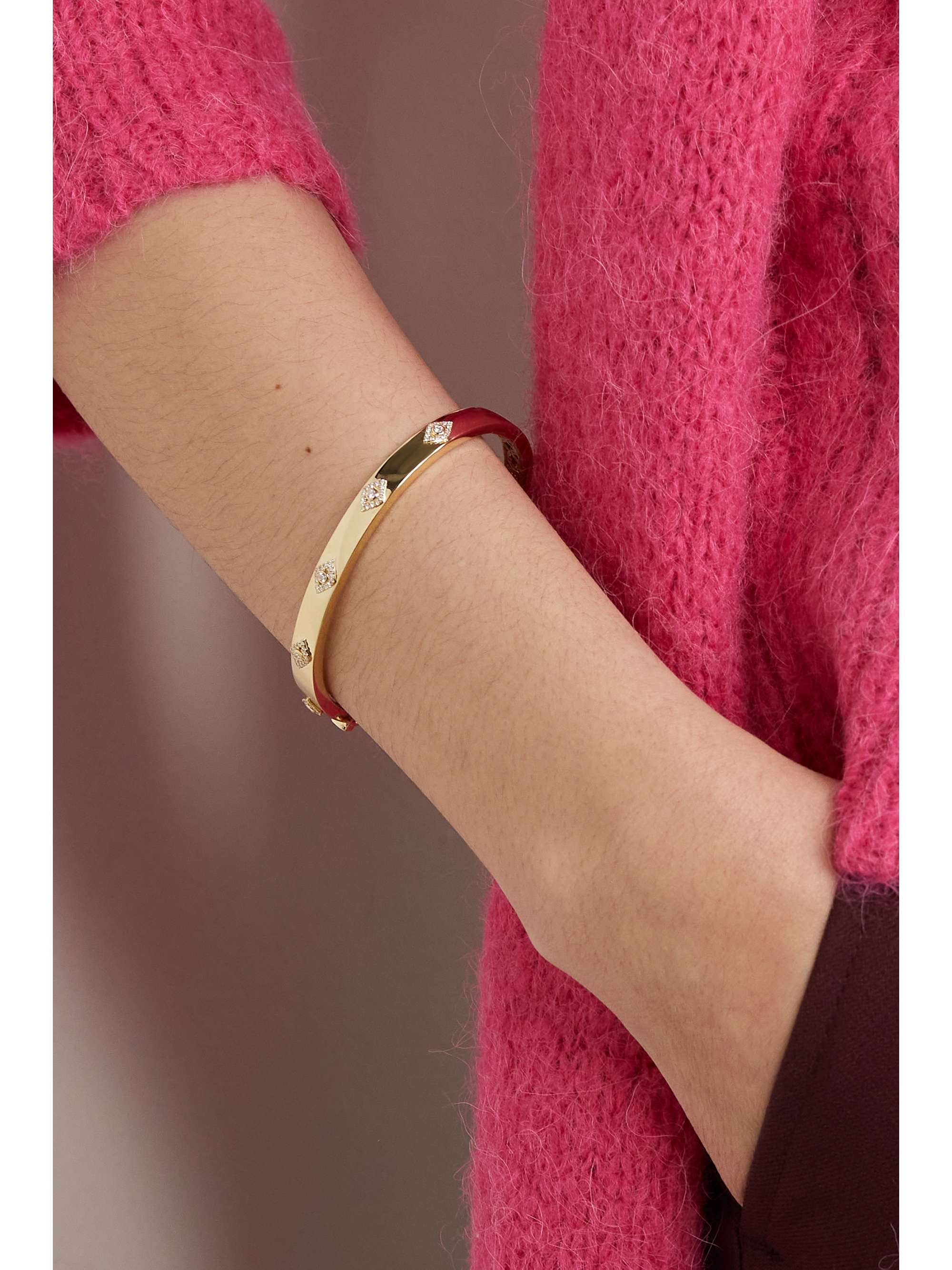Gold Evil Eye 14karat gold diamond bangle SYDNEY EVAN NETAPORTER