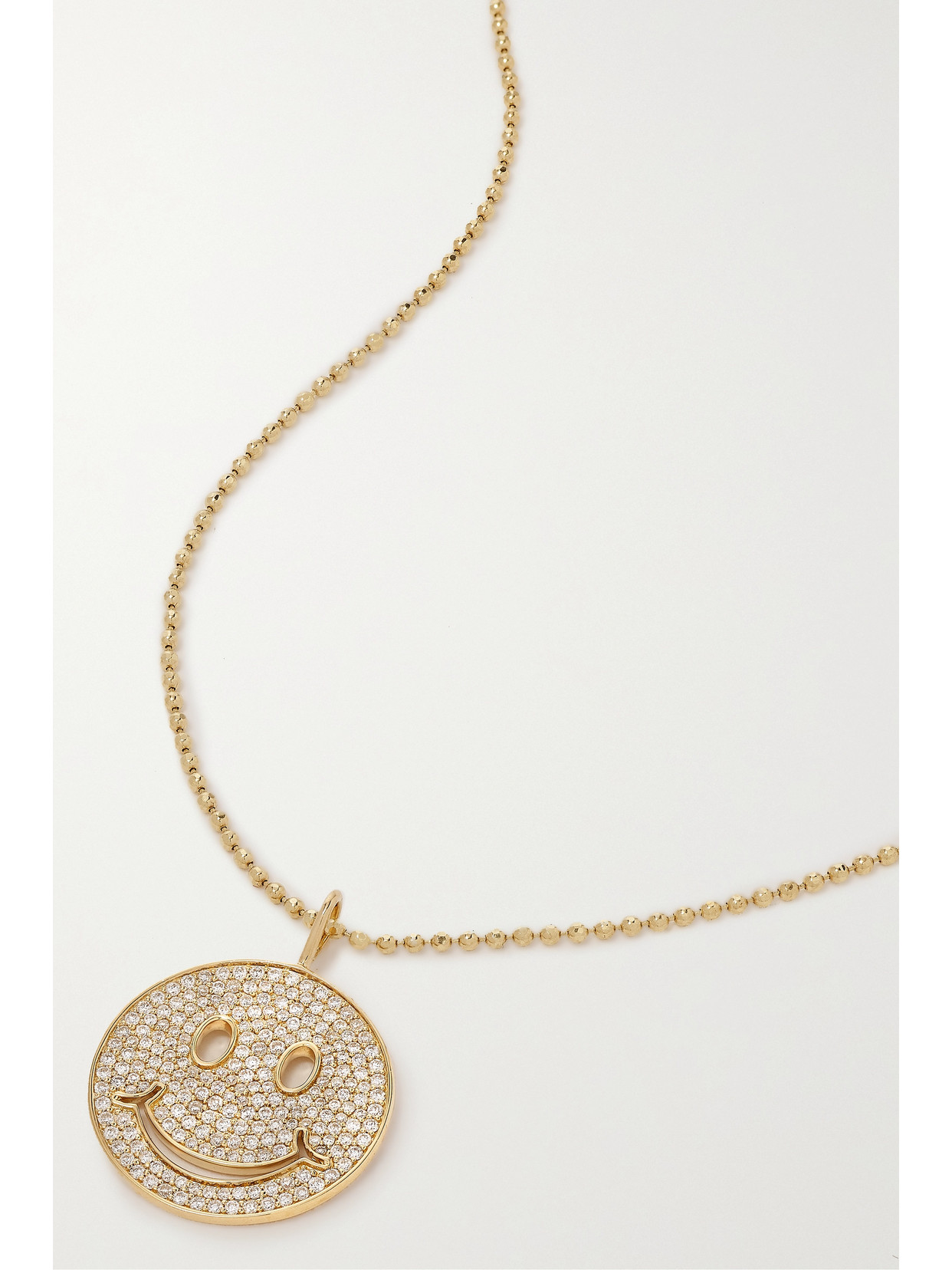 Sydney Evan Large Happy Face 14-karat  Diamond Necklace