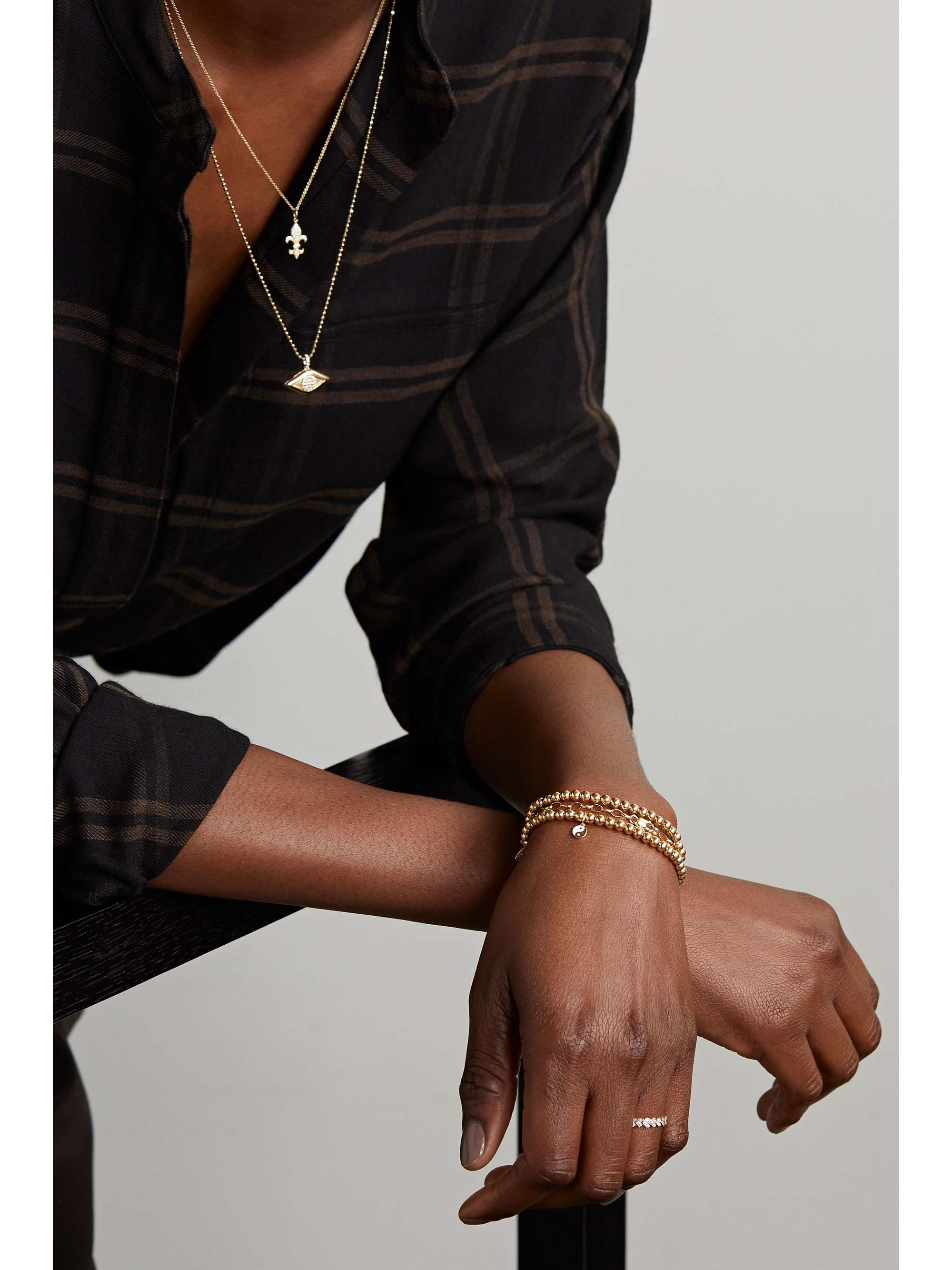 SYDNEY EVAN Yin Yang 14-karat gold enamel bracelet