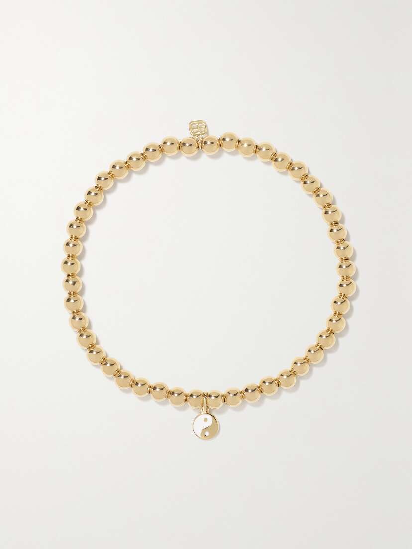 Sydney Evan Yin Yang 14-karat Gold Enamel Bracelet