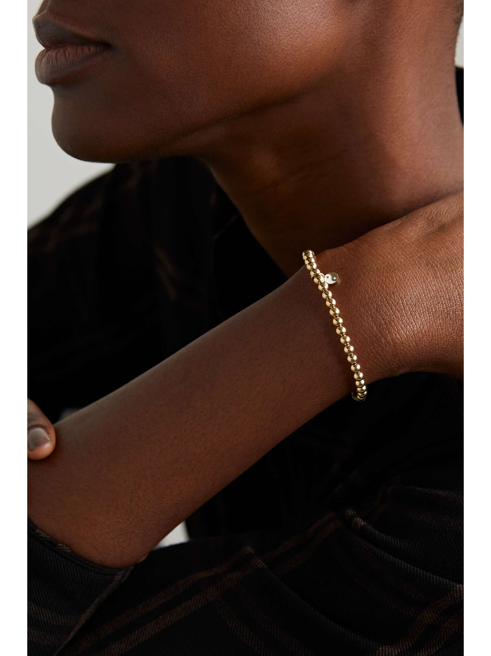 SYDNEY EVAN Yin Yang 14-karat gold enamel bracelet