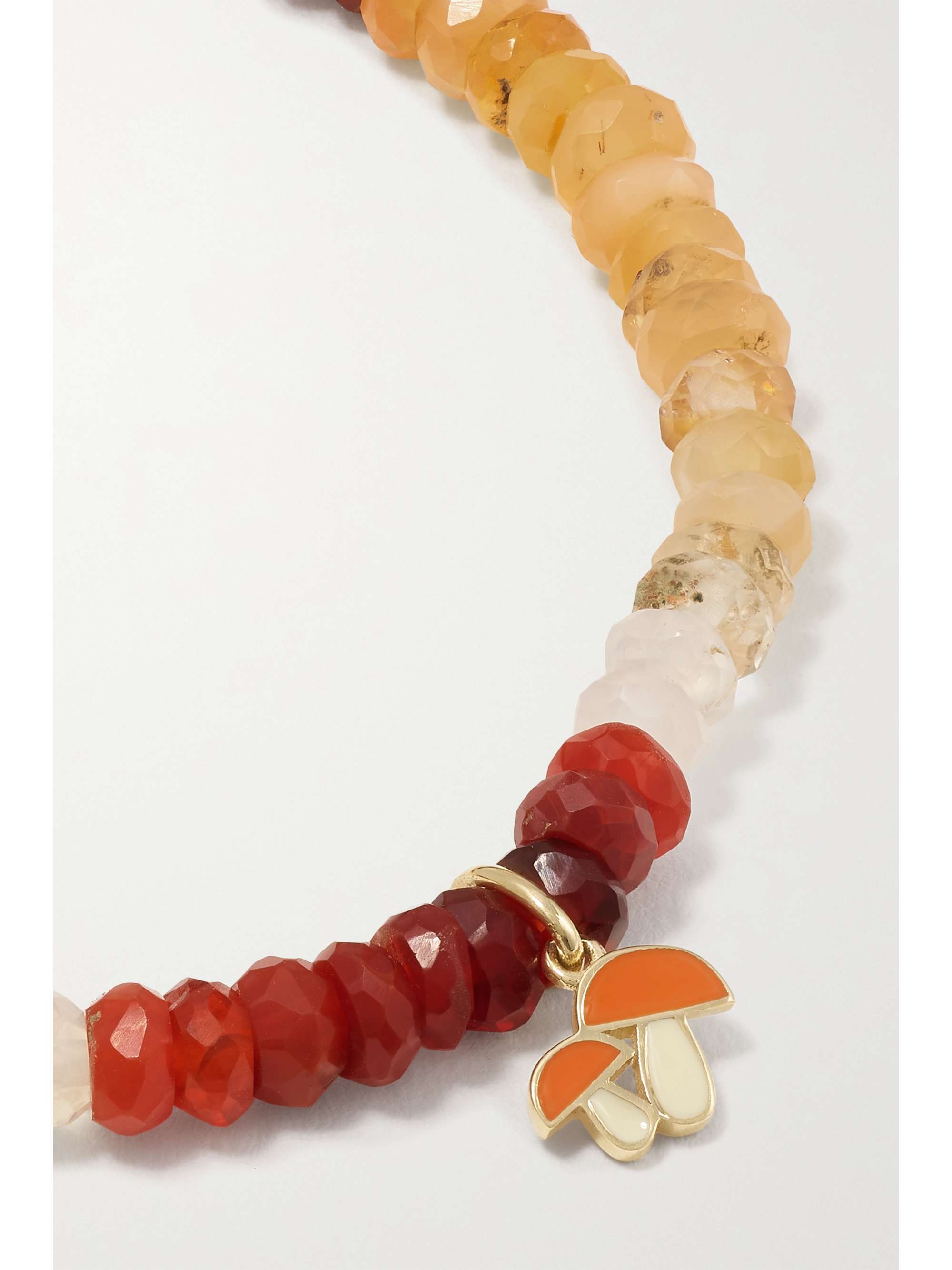 SYDNEY EVAN Mushroom 14-karat gold, enamel and opal bracelet
