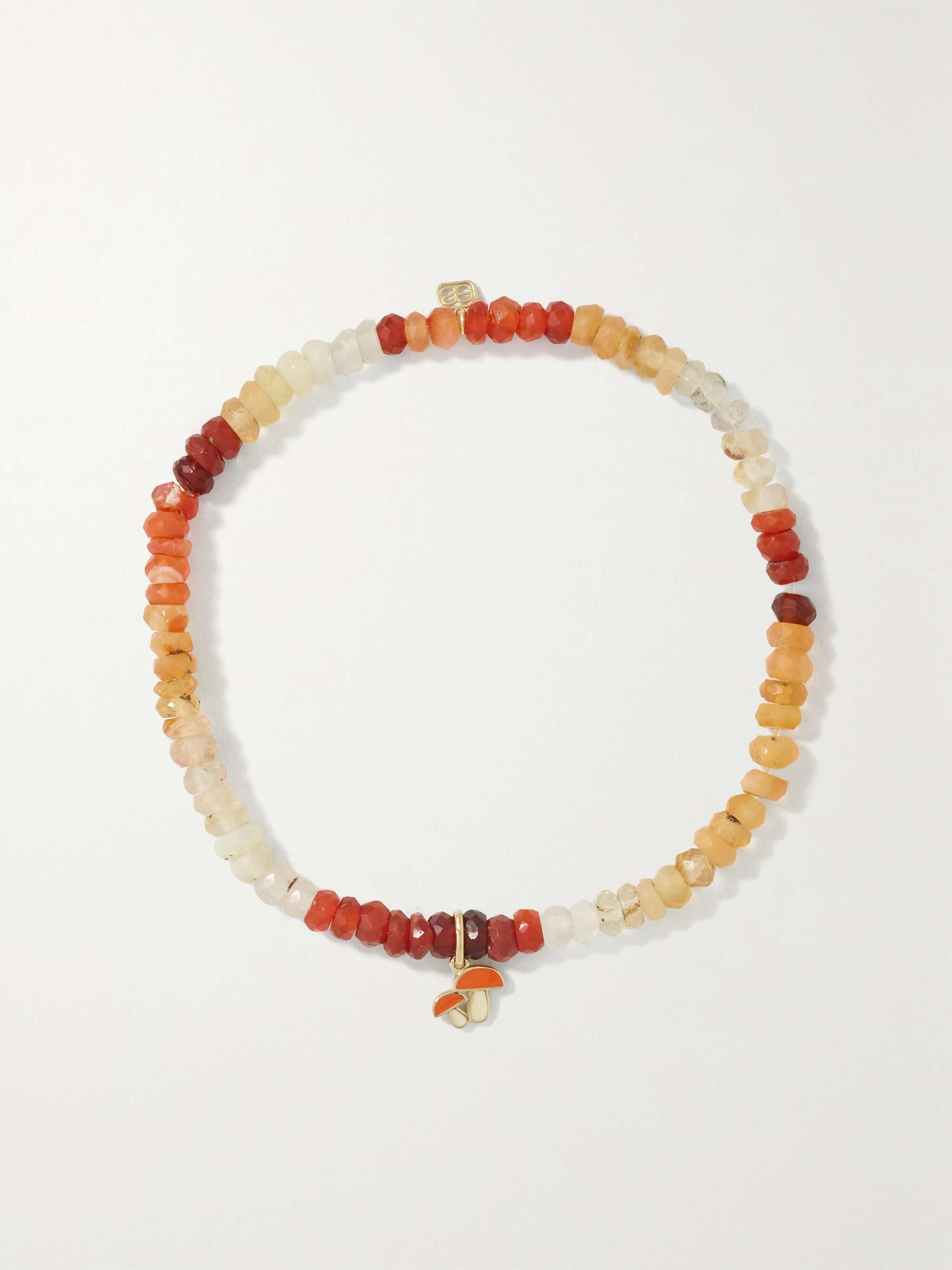 Coral Agate Beaded Crown Jewel Bracelet with Gold Spacers – BellaRyann