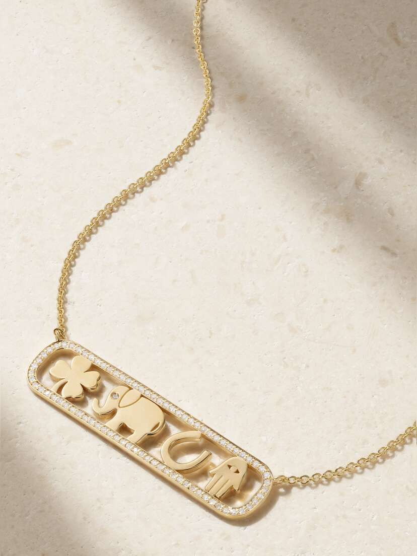 Sydney Evan Icon Bar 14-karat Gold Diamond Necklace