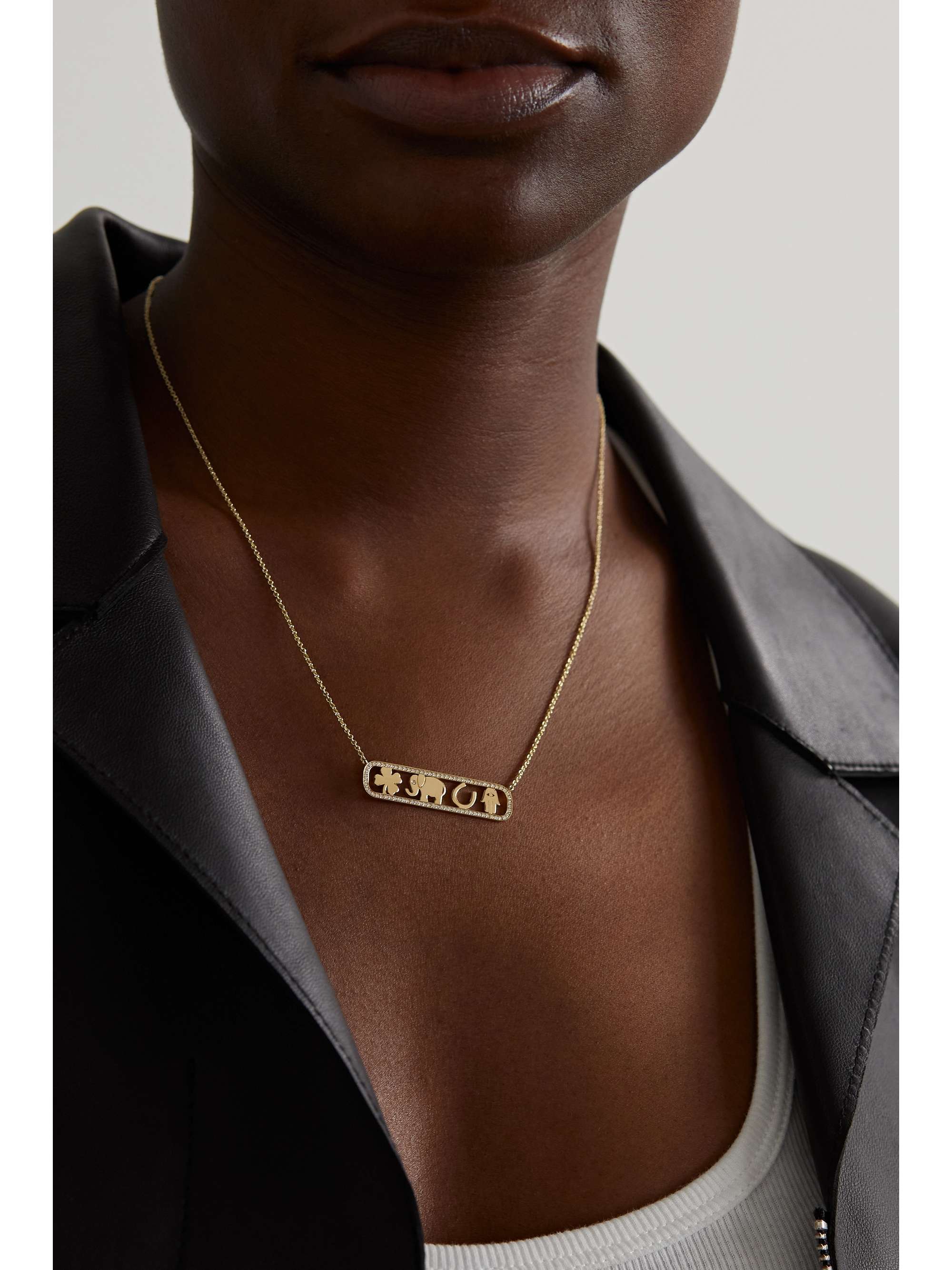 SYDNEY EVAN Icon Bar 14-karat gold diamond necklace