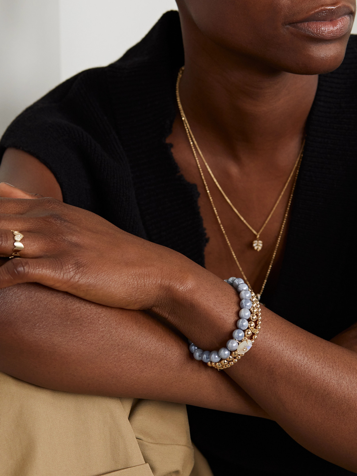 Sydney Evan Evil Eye 14-karat Gold, Moonstone And Diamond Bracelet In Gold