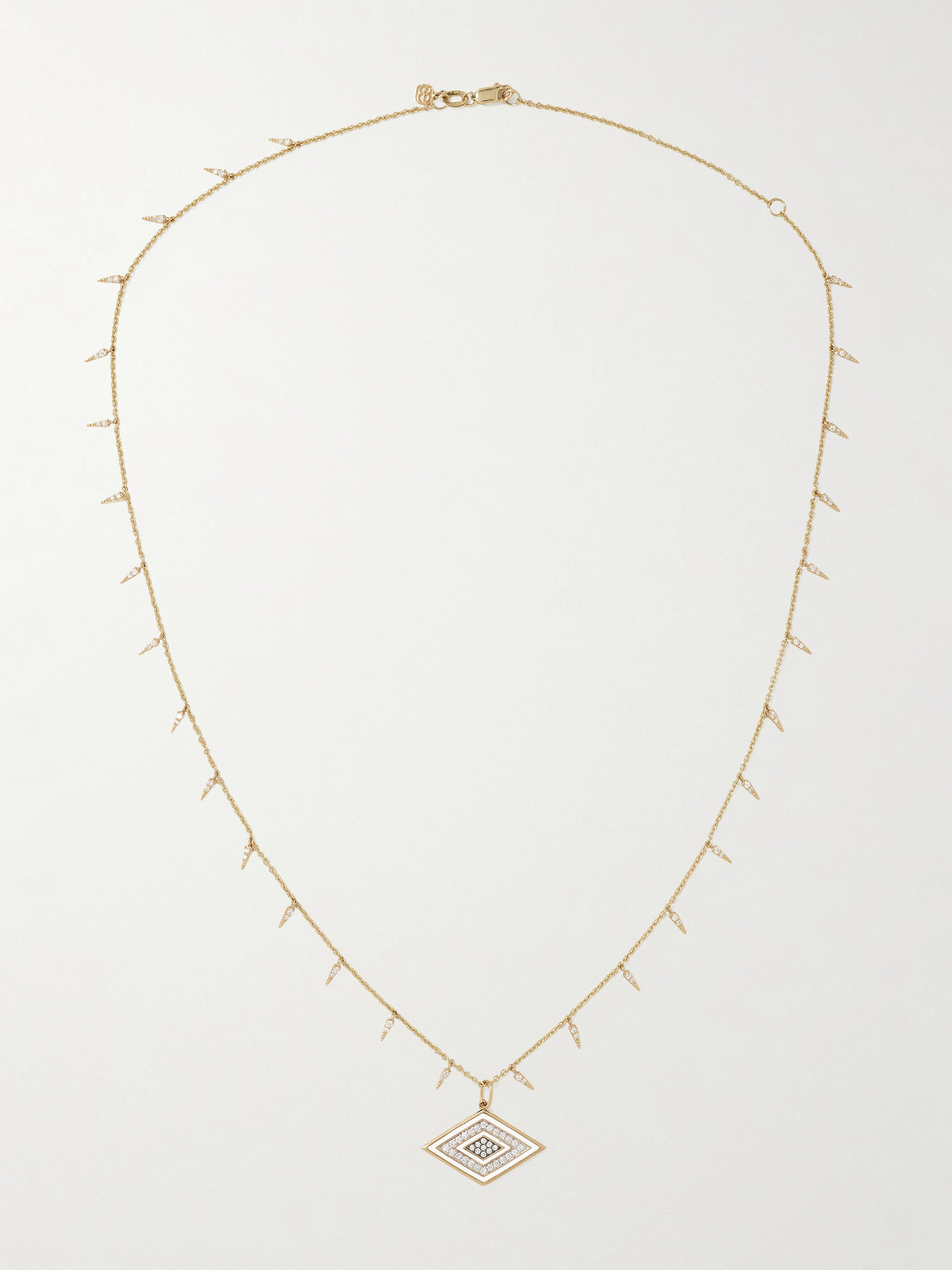 Sydney Evan Large Groovy Eye 14-karat Gold, Diamond And Enamel Necklace In Gold