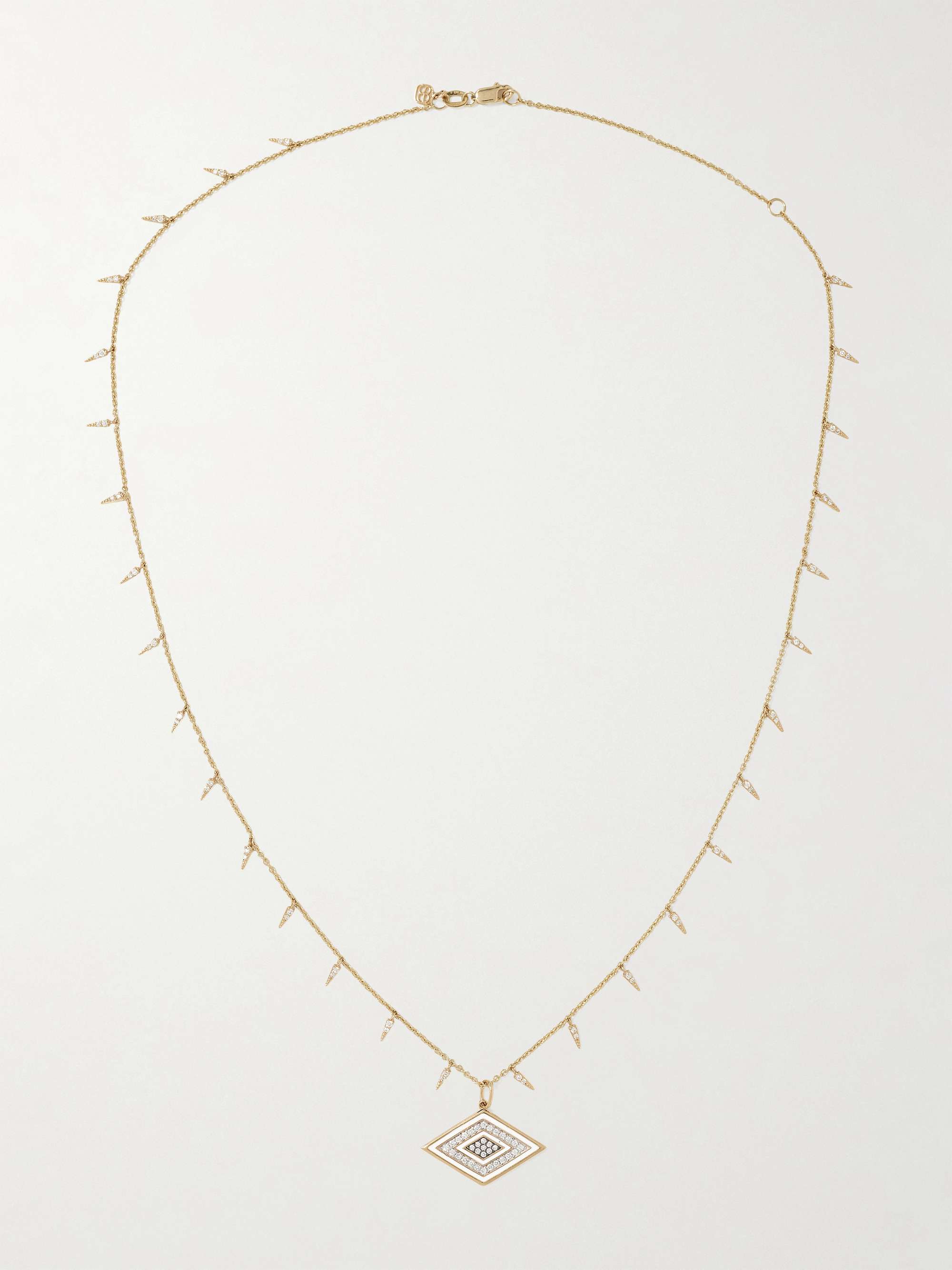 SYDNEY EVAN Large Groovy Eye 14-karat gold, diamond and enamel necklace