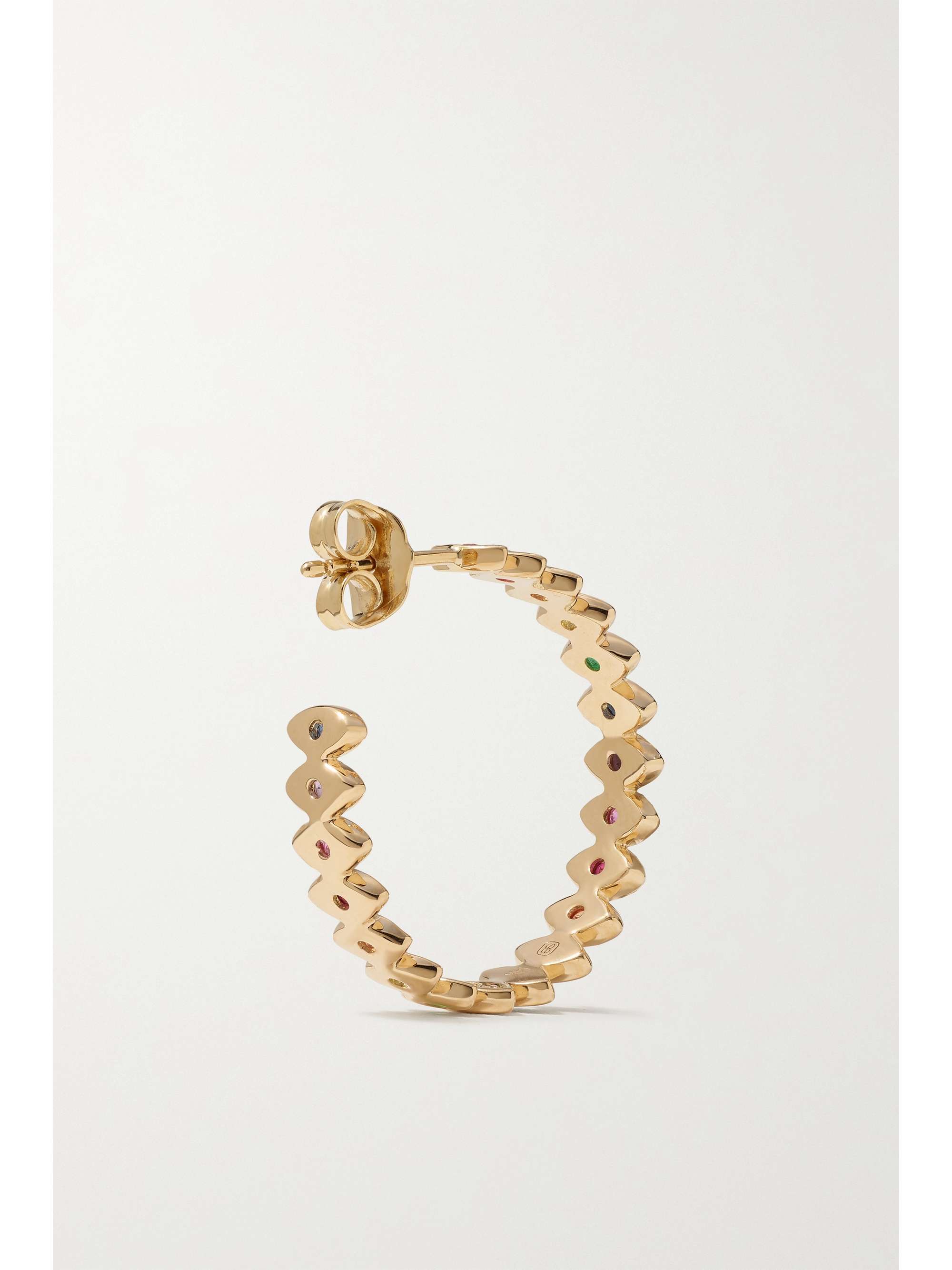 SYDNEY EVAN Medium Evil Eye 14-karat gold multi-stone hoop earrings