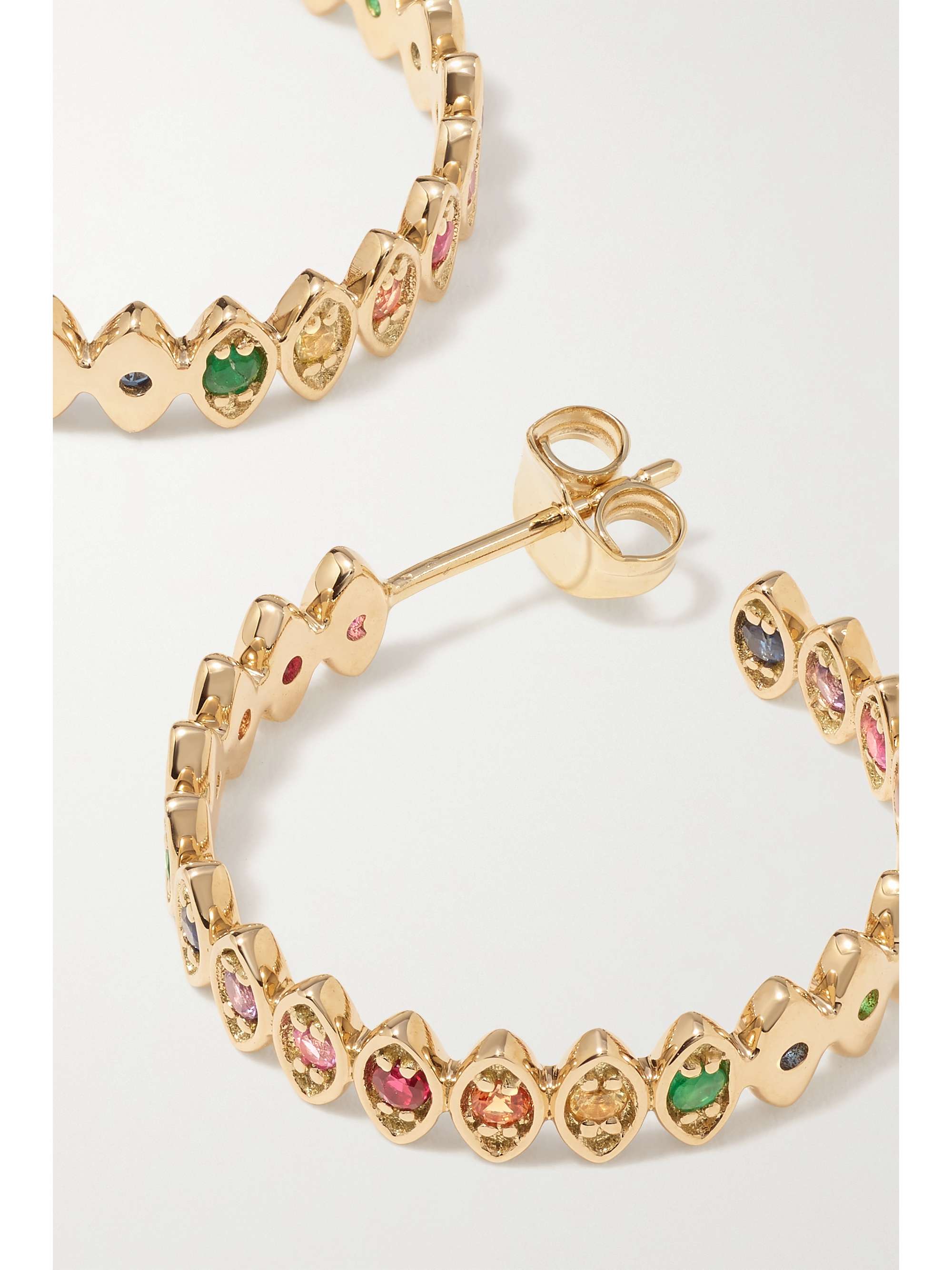 SYDNEY EVAN Medium Evil Eye 14-karat gold multi-stone hoop earrings