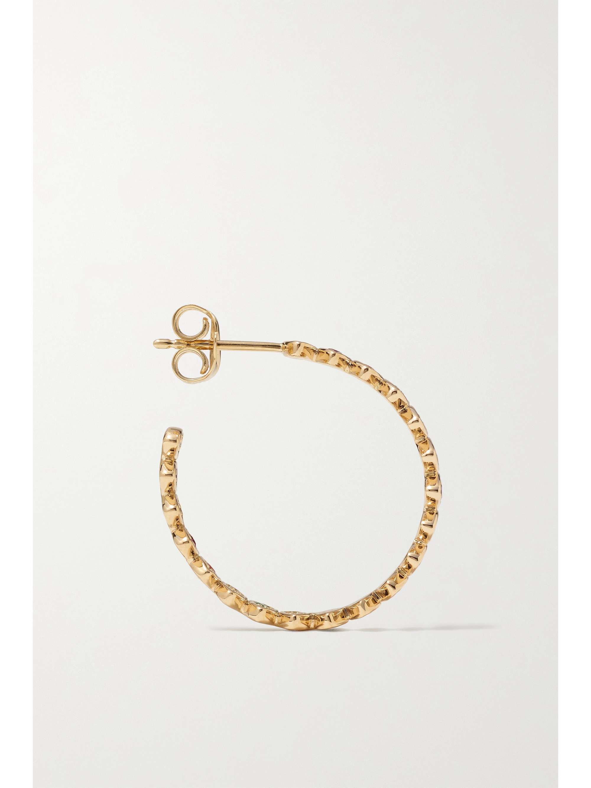 SYDNEY EVAN Medium Evil Eye 14-karat gold multi-stone hoop earrings
