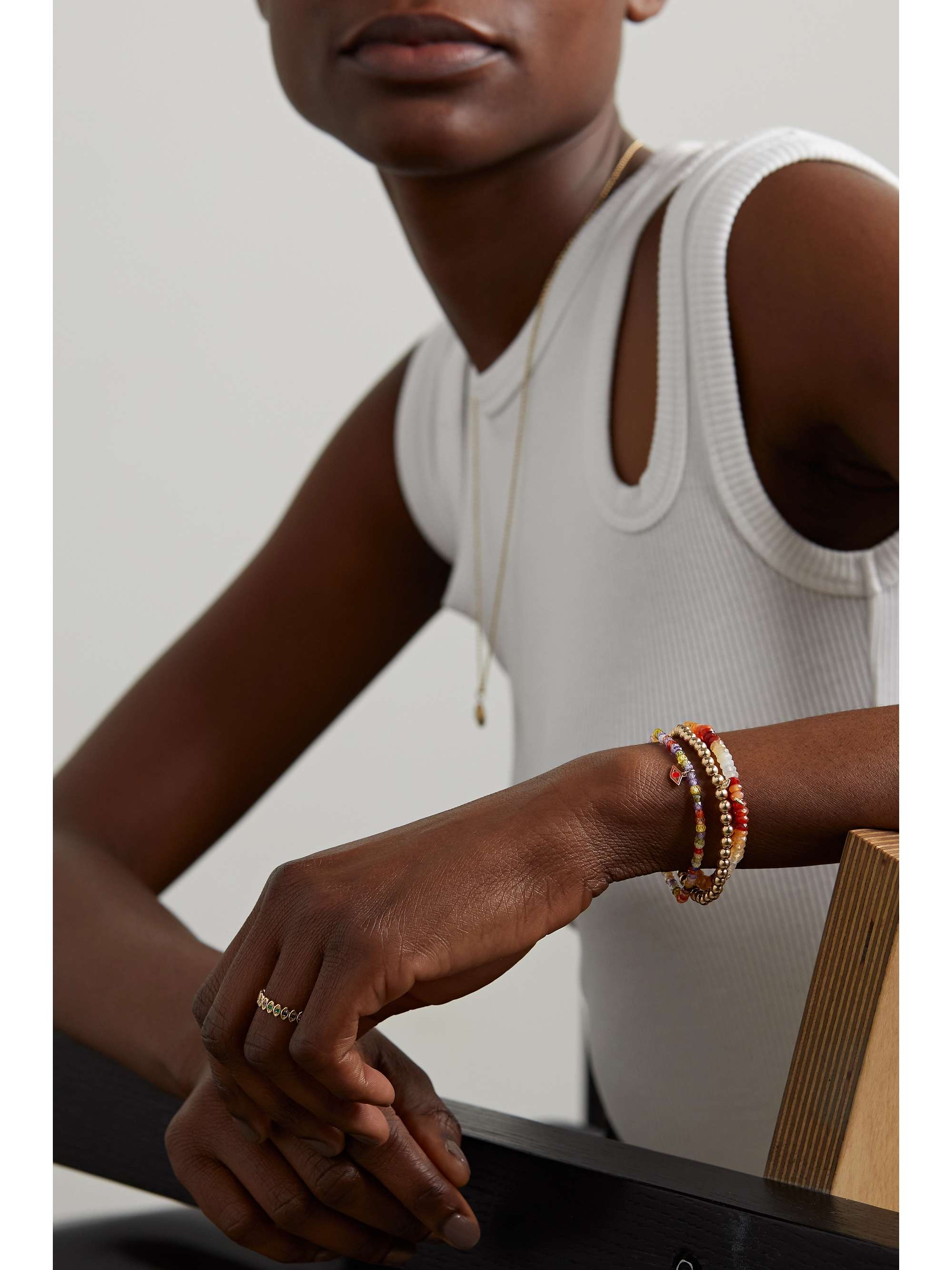 SYDNEY EVAN Mini Evil Eye 14-karat gold, enamel and zirconia bracelet
