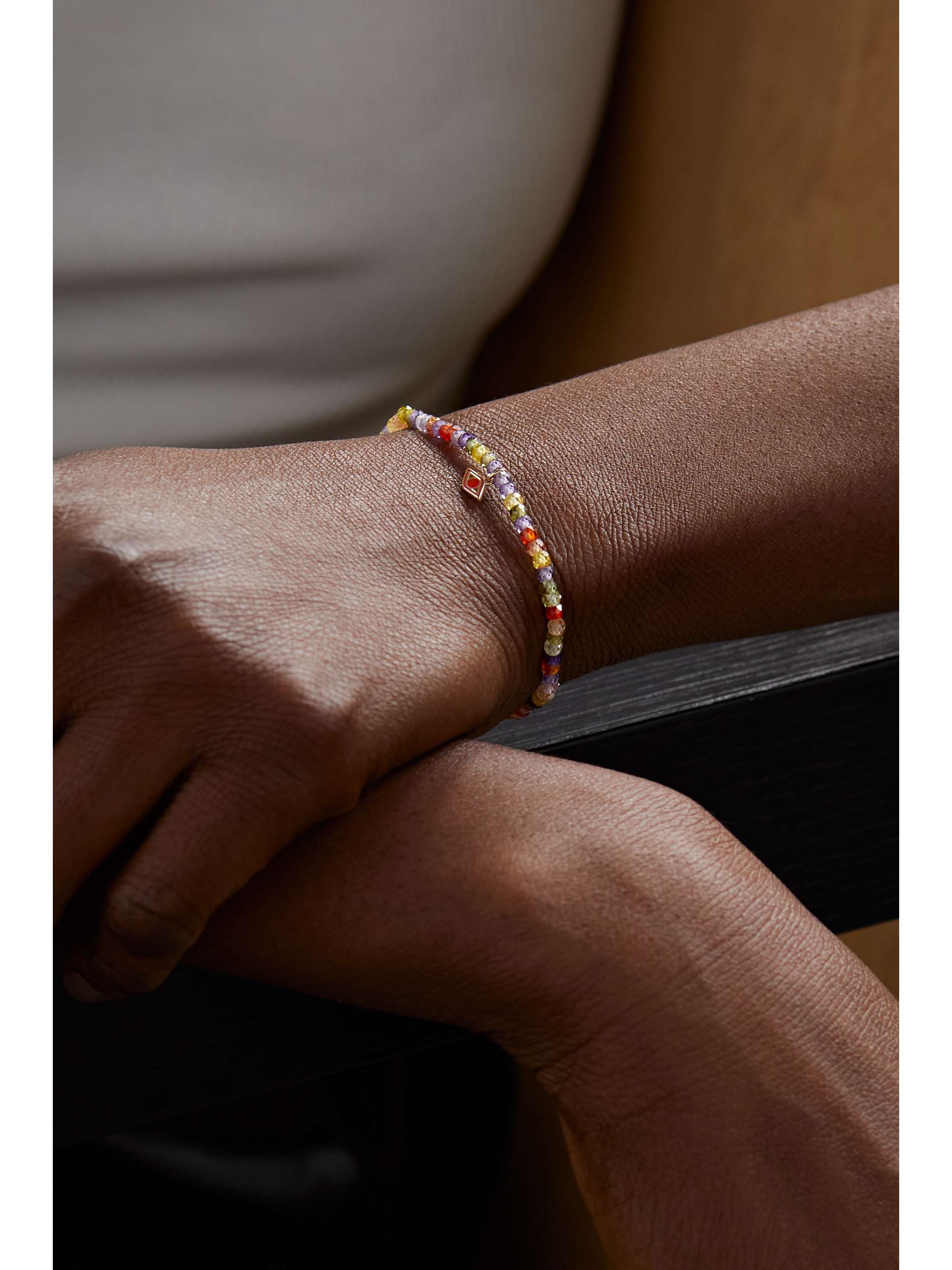 SYDNEY EVAN Mini Evil Eye 14-karat gold, enamel and zirconia bracelet