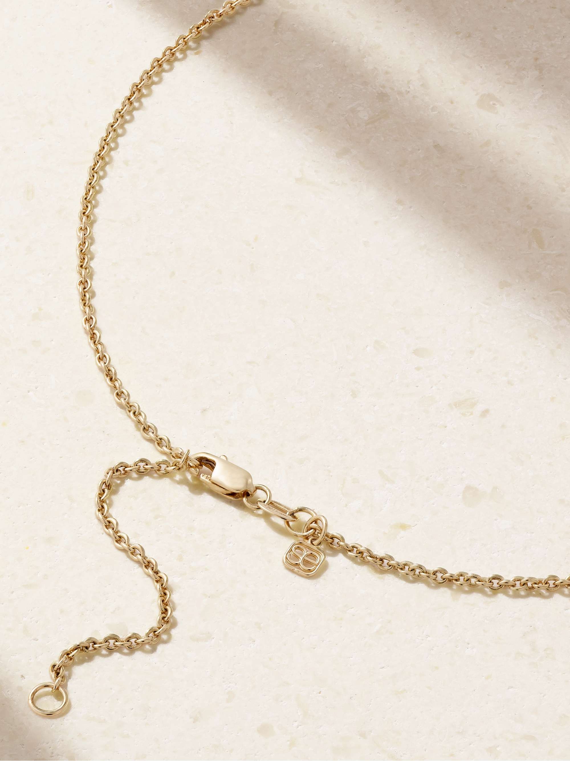 SYDNEY EVAN Tiny Hamsa 14-karat gold, enamel and diamond necklace