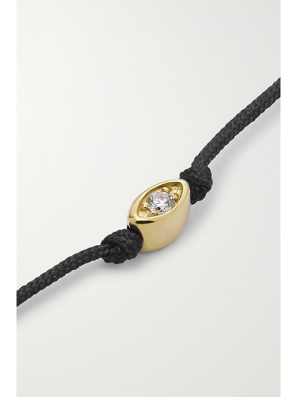 Sydney Evan Evil Eye 14-karat Gold, Cord And Diamond Bracelet In Gold