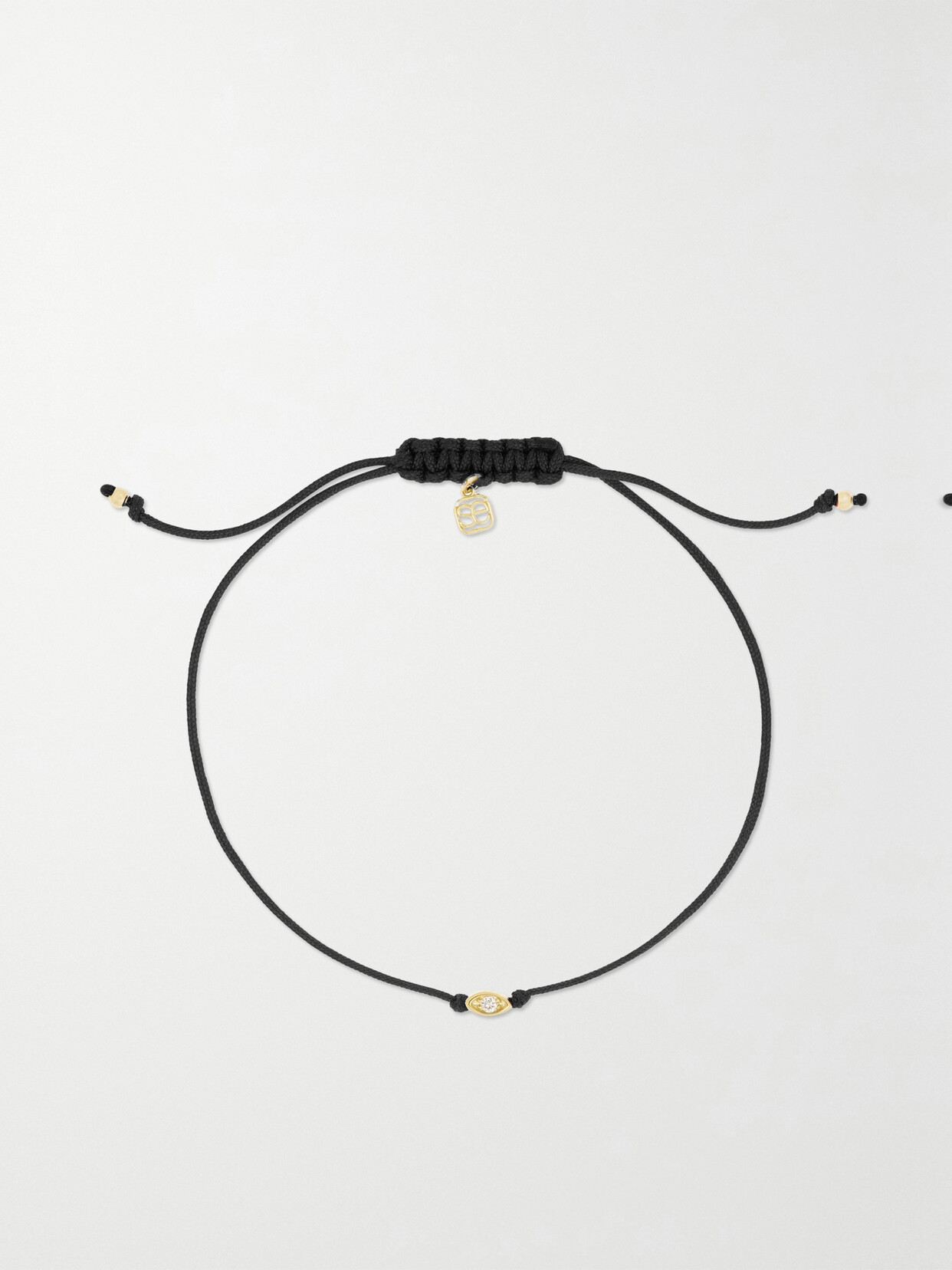 Sydney Evan Evil Eye 14-karat Gold, Cord And Diamond Bracelet