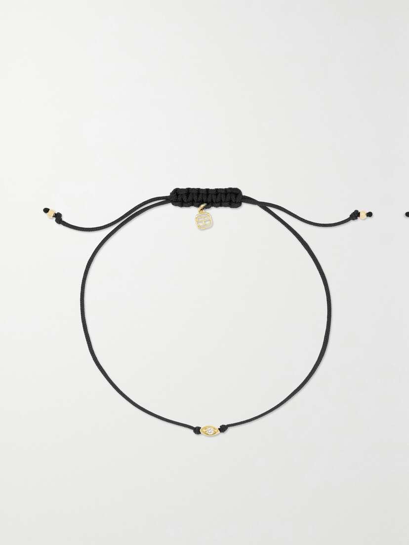 Sydney Evan Evil Eye 14-karat Gold, Cord And Diamond Bracelet
