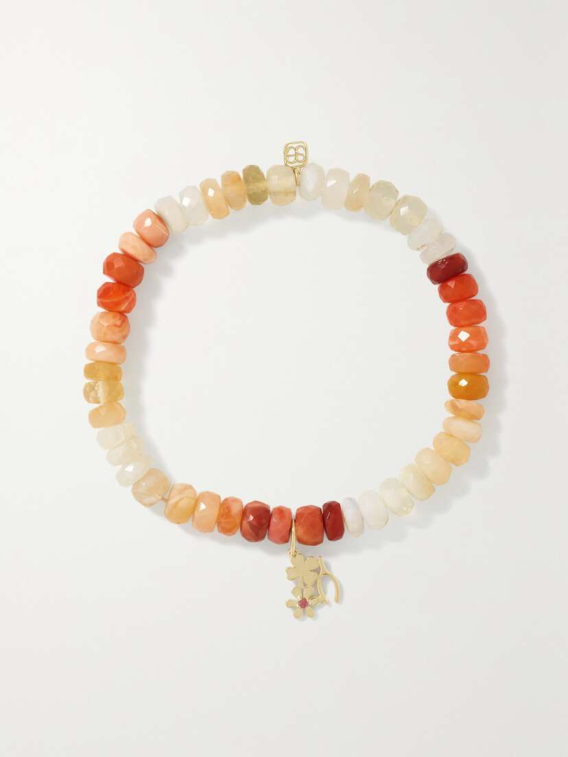 Sydney Evan Lucky Wish 14-karat Gold, Opal And Ruby Bracelet