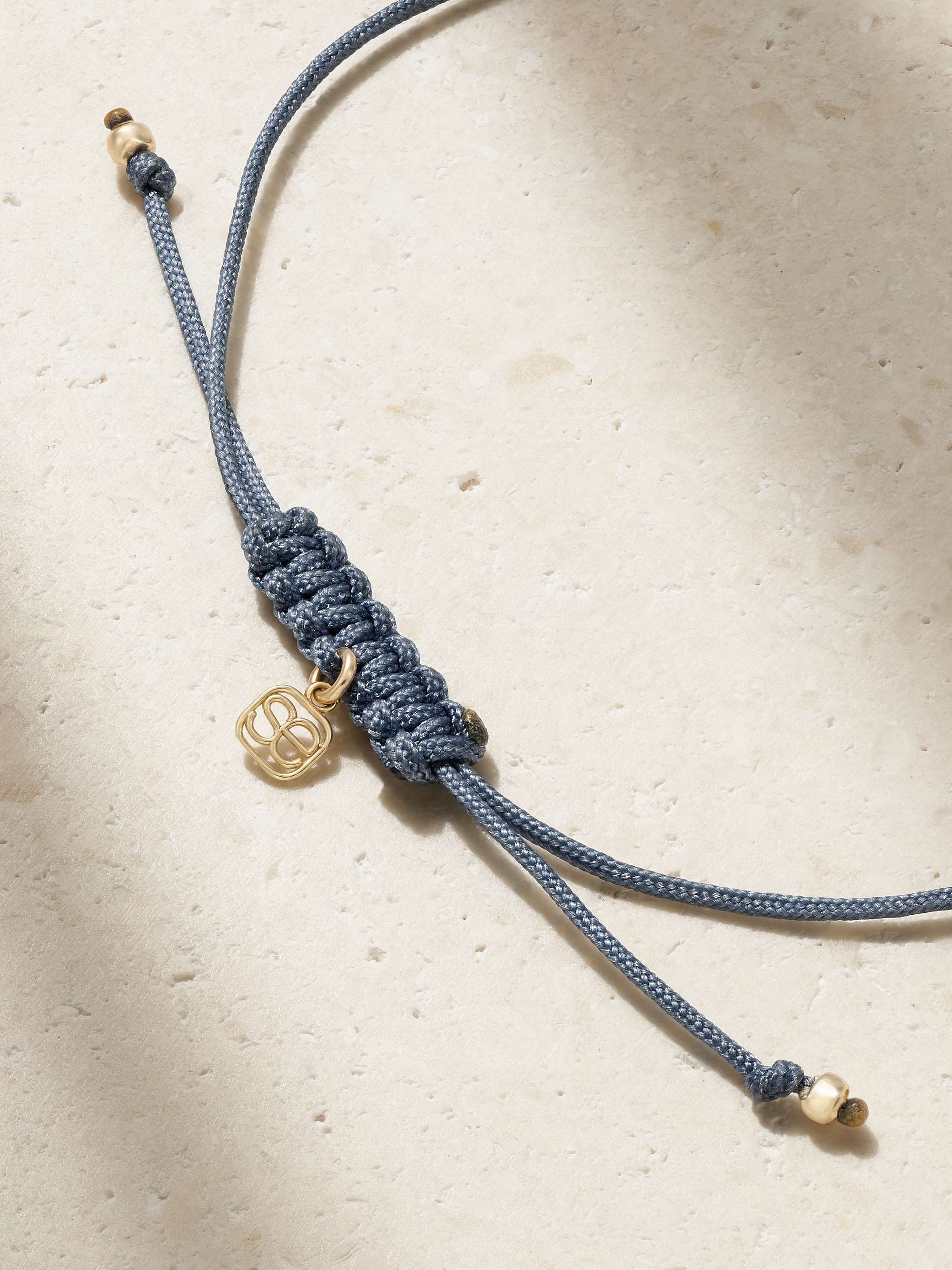 SYDNEY EVAN Tiny Evil Eye 14-karat gold, cord and diamond bracelet