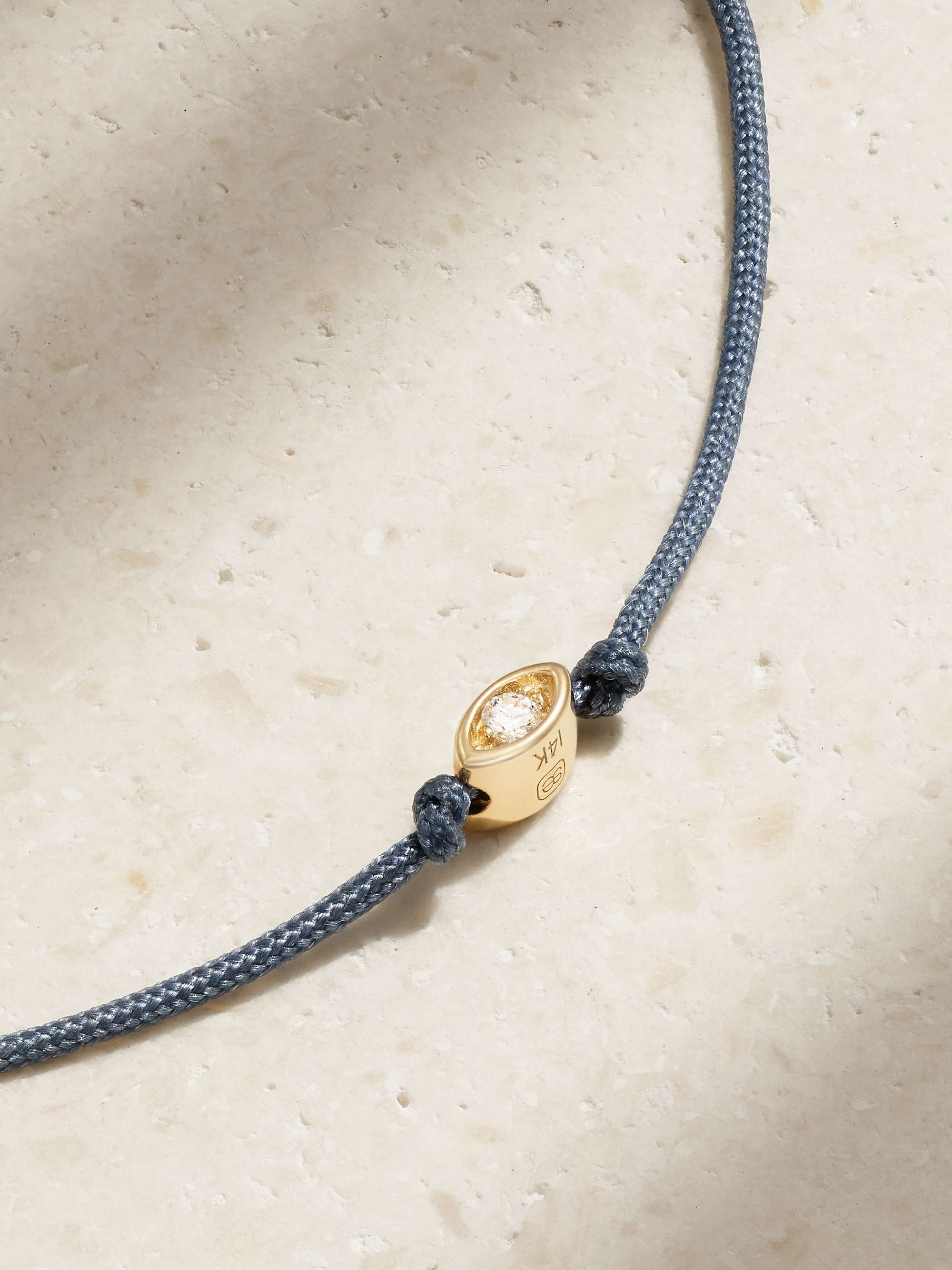 SYDNEY EVAN Tiny Evil Eye 14-karat gold, cord and diamond bracelet