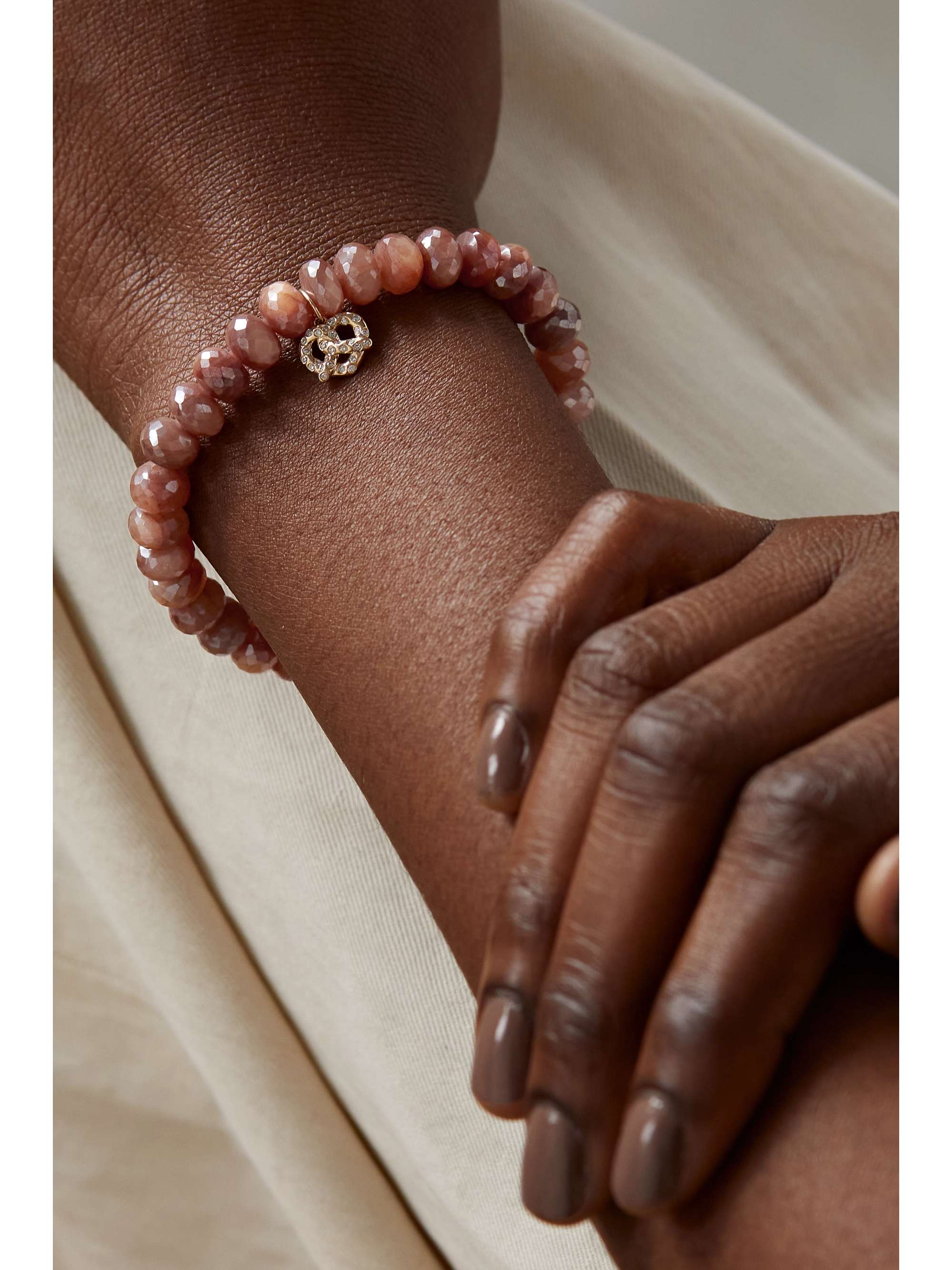SYDNEY EVAN Groovy Eye 14-karat gold moonstone, enamel and diamond bracelet