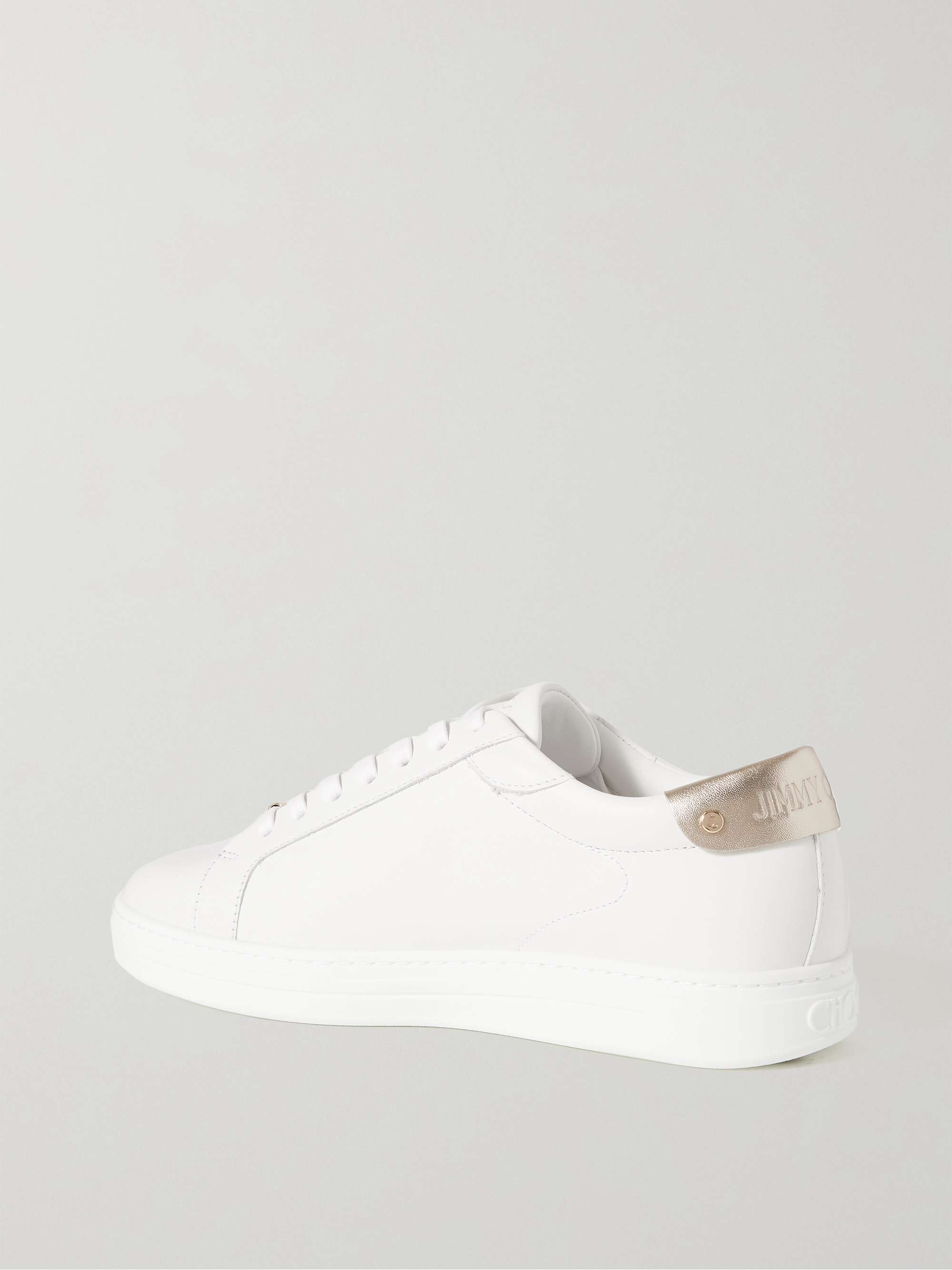 JIMMY CHOO Rome metallic-trimmed leather sneakers